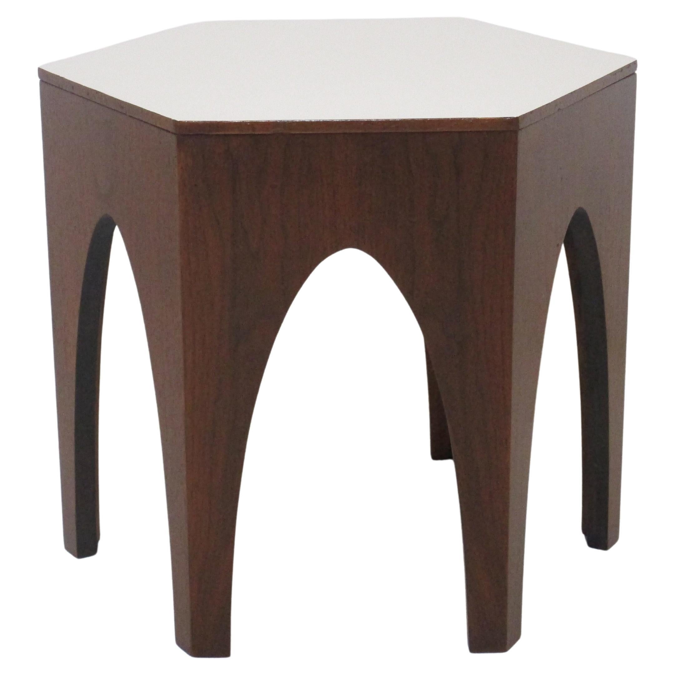 Midcentury Walnut Octagon Side / End Table For Sale