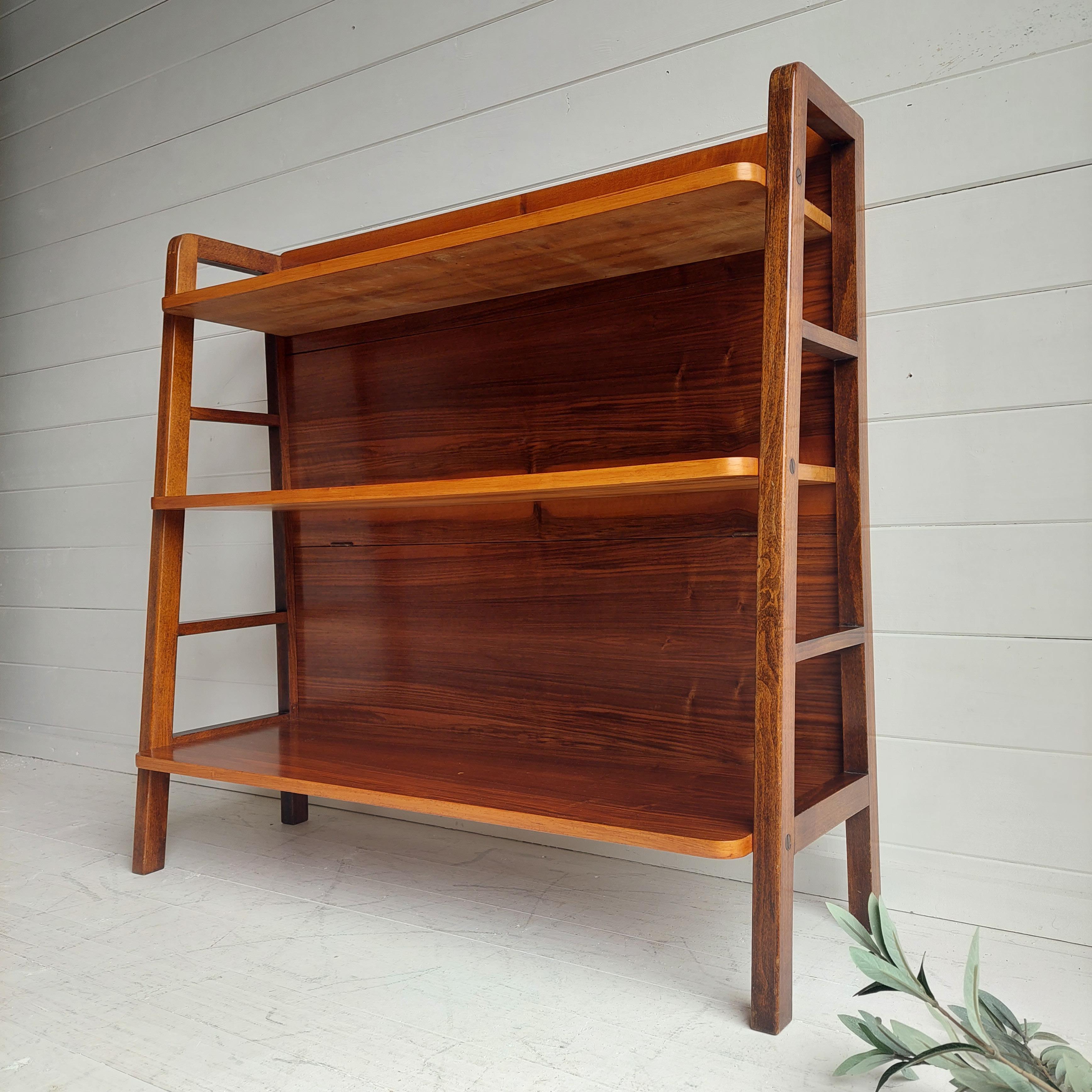 Mid-Century Walnut Open Bookcase Bookshelf Shelving Unit, 1950s 5