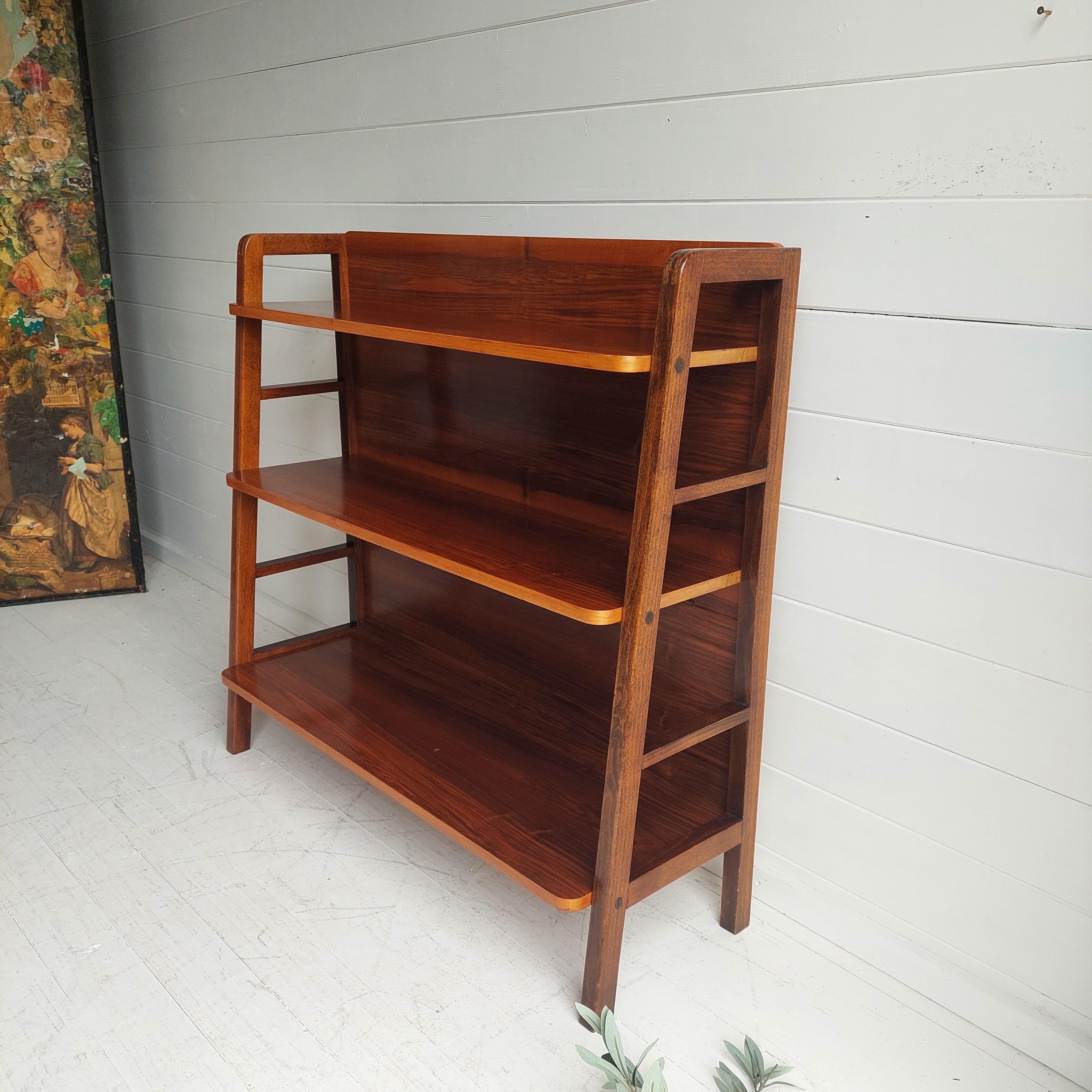 Mid-Century Walnut Open Bookcase Bookshelf Shelving Unit, 1950s 3