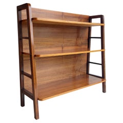 Retro Mid-Century Walnut Open Bookcase Bookshelf Shelving Unit, 1950s