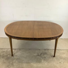 Mid-Century Walnut Oval Dining Table With Leaves