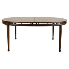 Mid-Century Walnut Oval Dining Table With Leaves