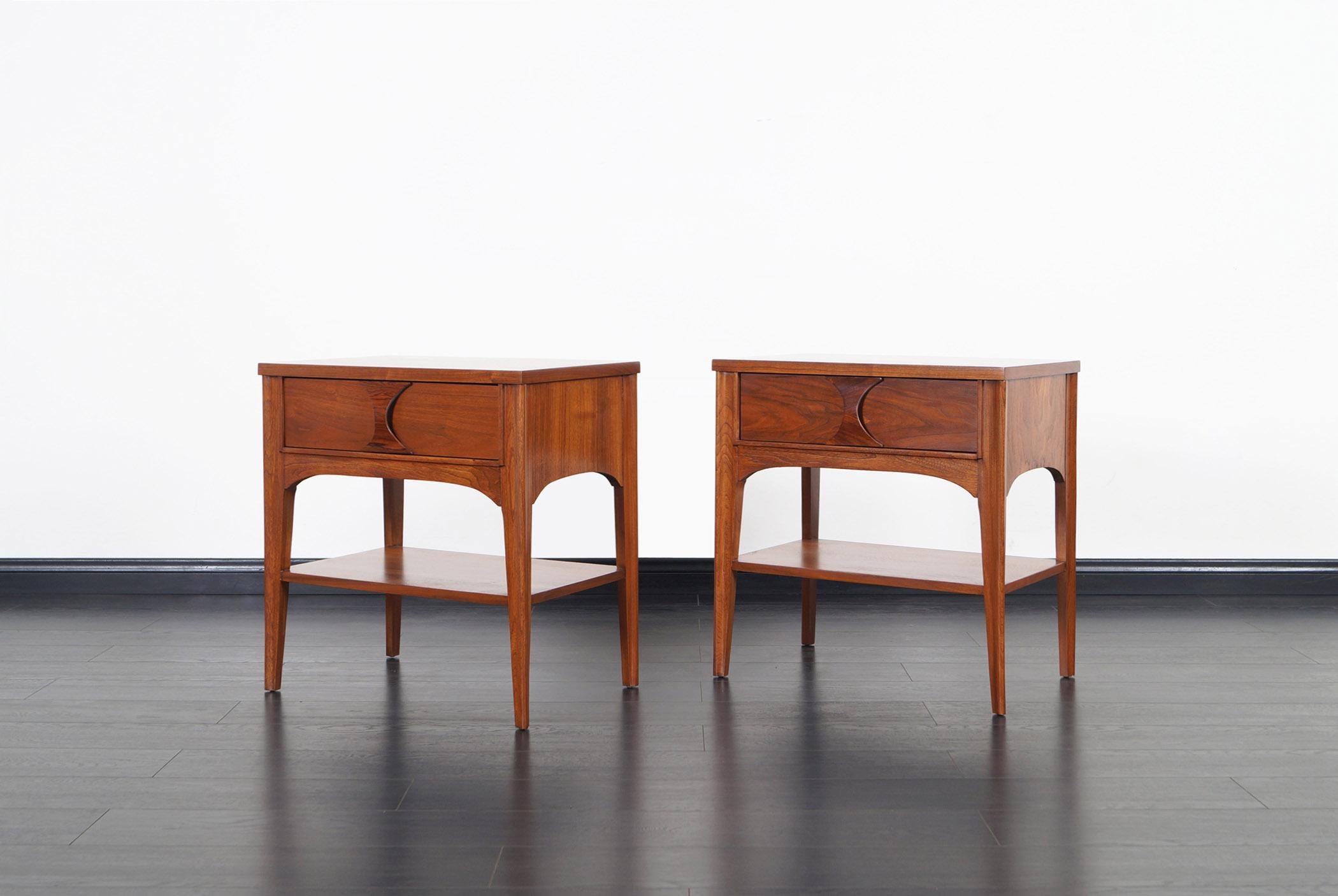 Mid-Century Modern Midcentury Walnut 'Perspecta' Nightstands by Kent Coffey