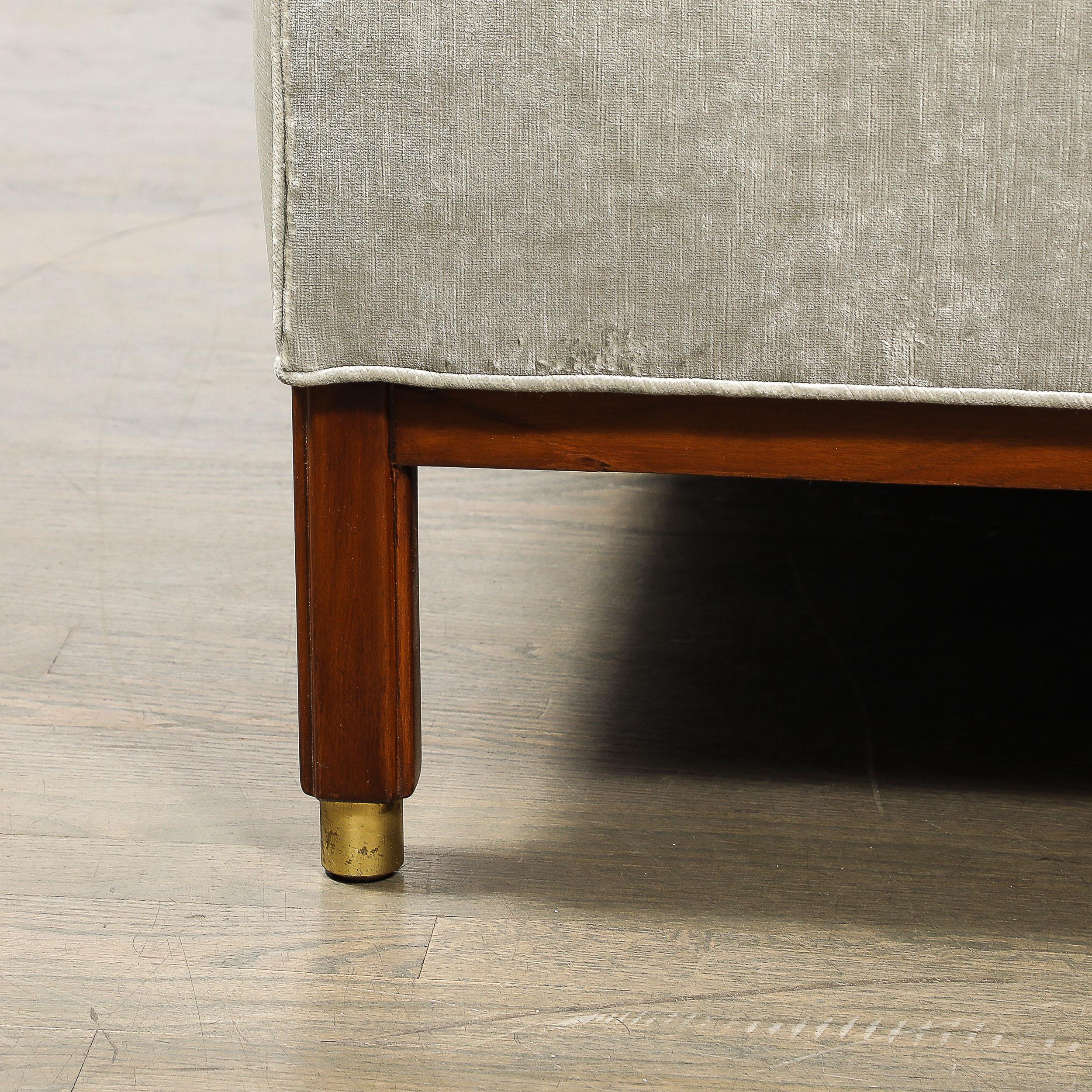 Mid-Century Walnut & Platinum Velvet Tete-A-Tete by Edward Wormley for Dunbar 1