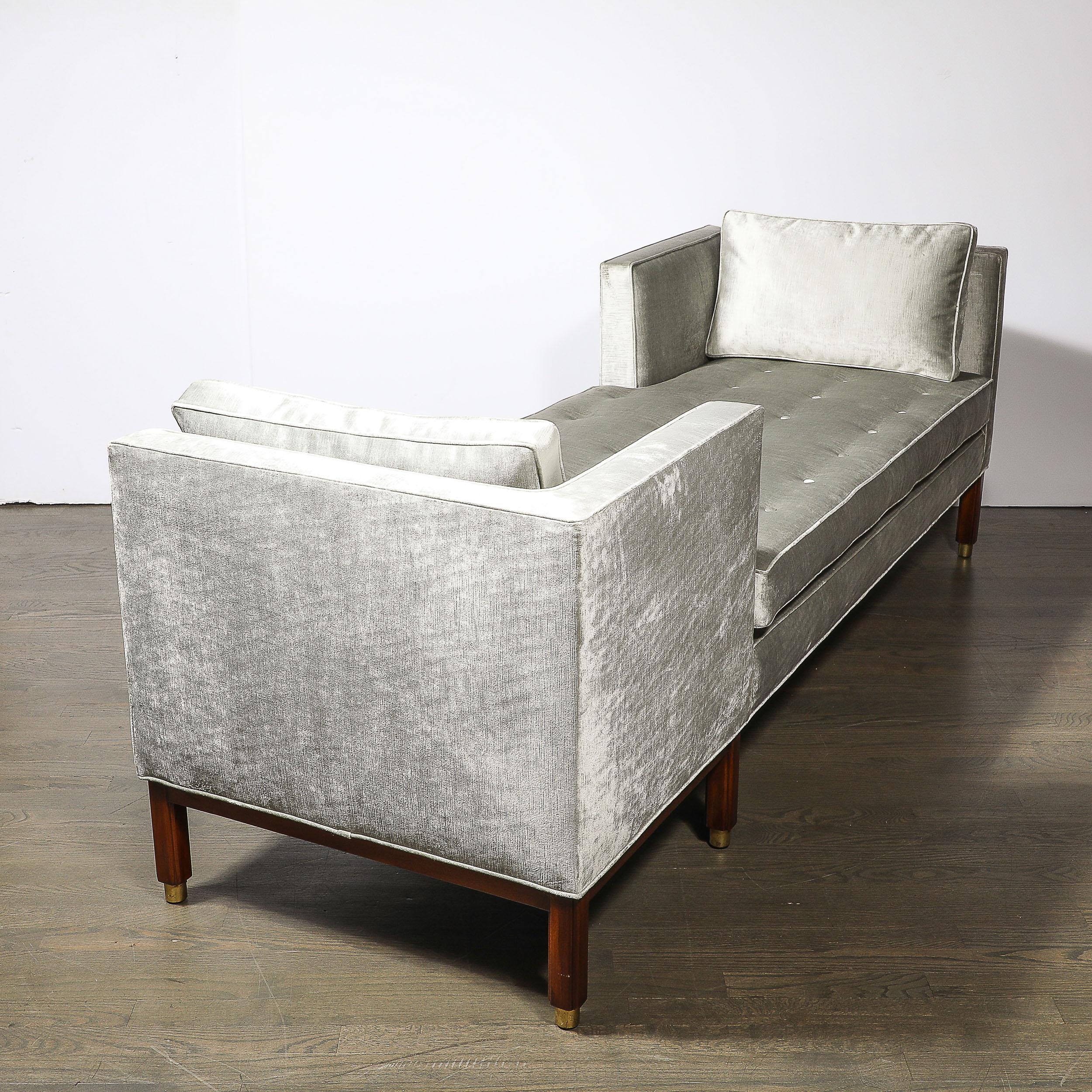 Mid-Century Walnut & Platinum Velvet Tete-A-Tete by Edward Wormley for Dunbar 2
