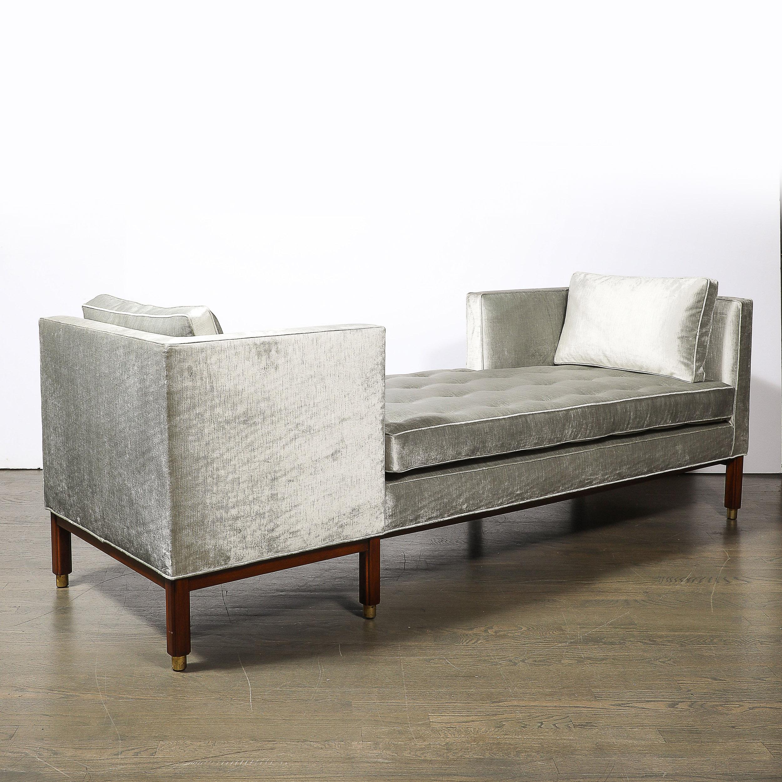 Mid-Century Walnut & Platinum Velvet Tete-A-Tete by Edward Wormley for Dunbar 3