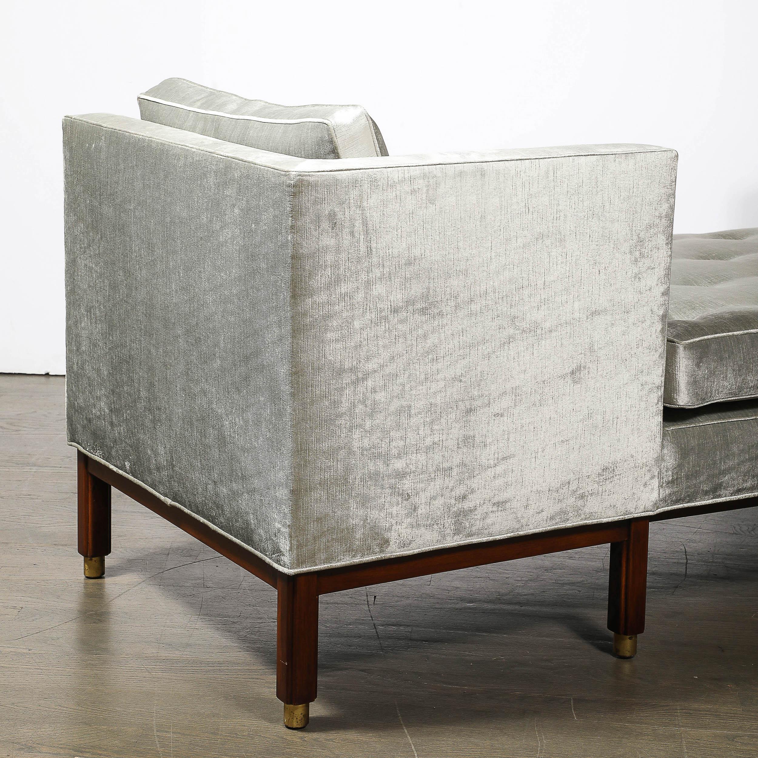 Mid-Century Walnut & Platinum Velvet Tete-A-Tete by Edward Wormley for Dunbar 5