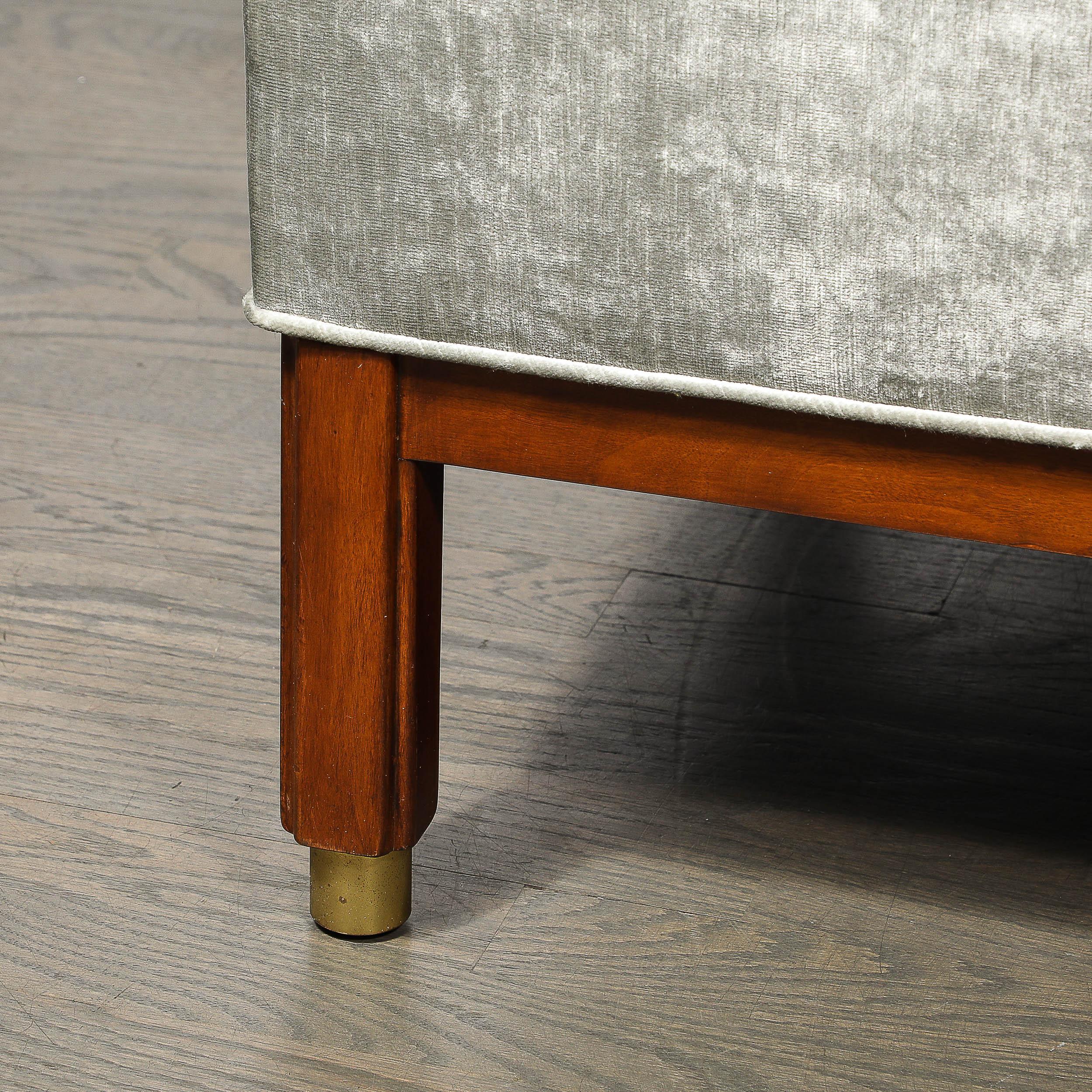 Mid-Century Modern Mid-Century Walnut & Platinum Velvet Tete-A-Tete by Edward Wormley for Dunbar