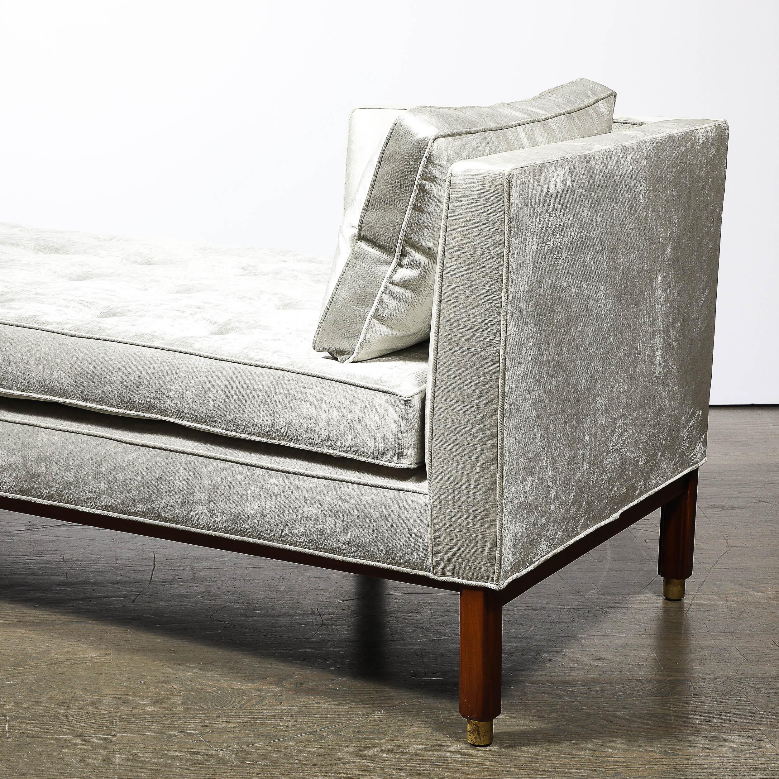 Mid-Century Walnut & Platinum Velvet Tete-A-Tete by Edward Wormley for Dunbar In Excellent Condition In New York, NY