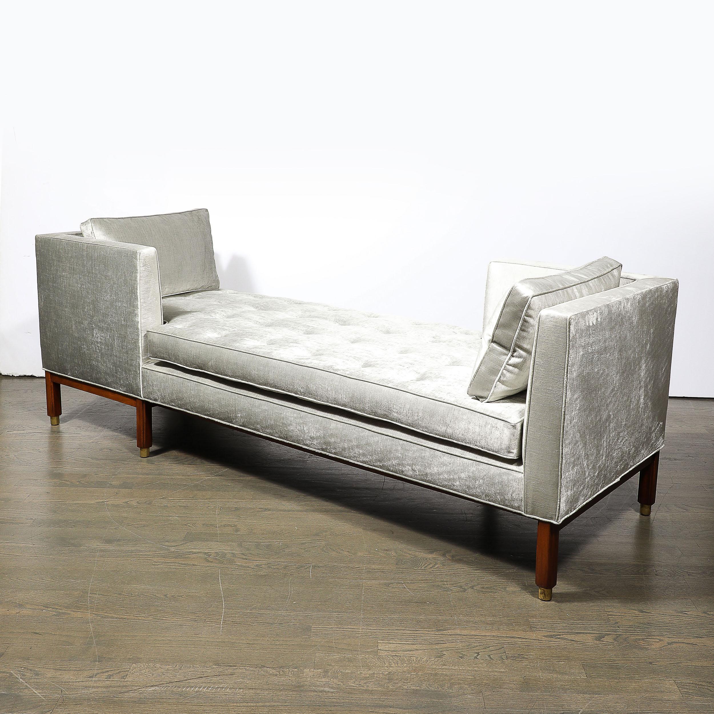 Mid-20th Century Mid-Century Walnut & Platinum Velvet Tete-A-Tete by Edward Wormley for Dunbar