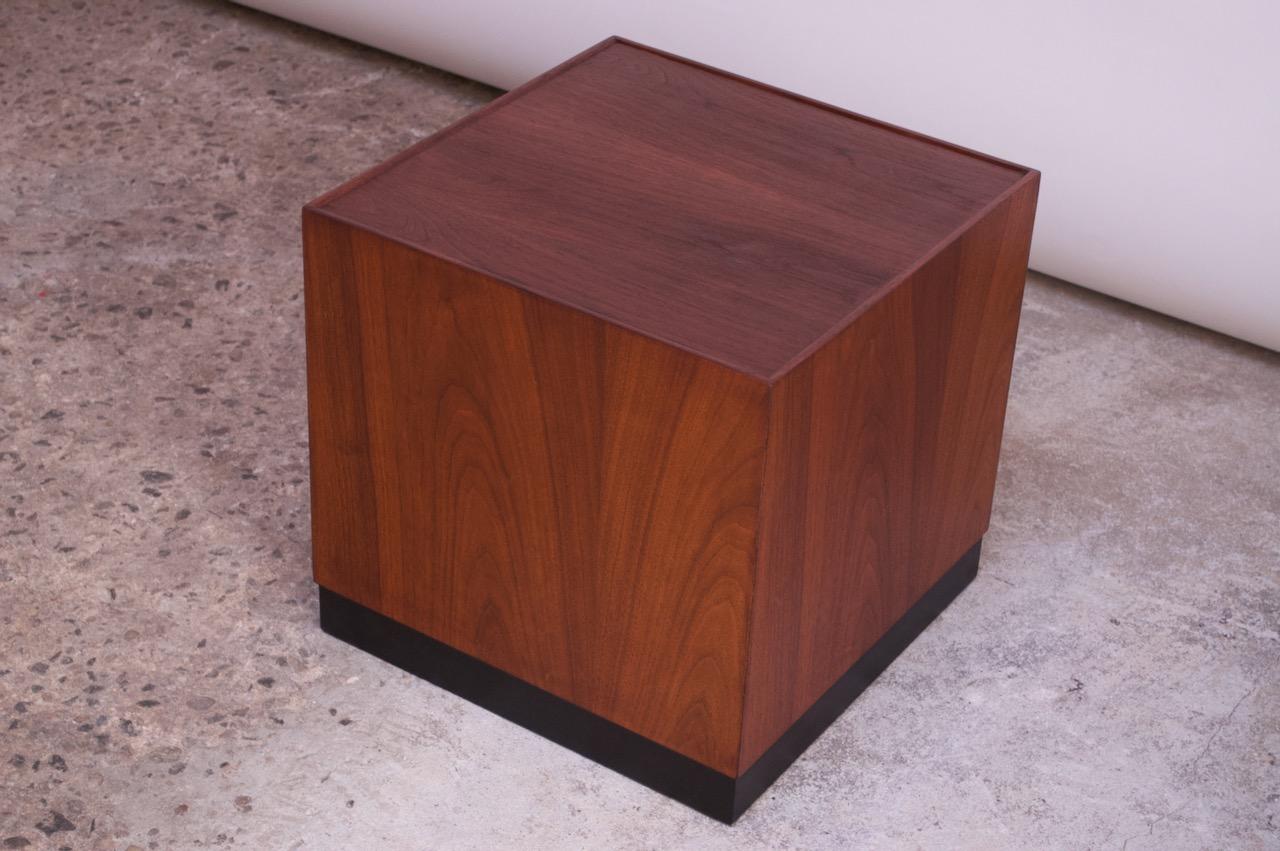 Midcentury Walnut Plinth Based Side Table Attributed to Milo Baughman 2
