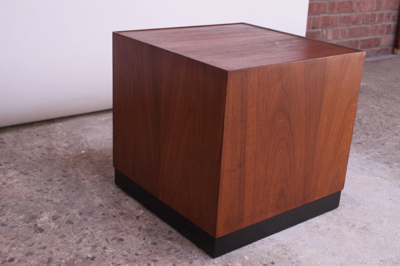 Mid-Century Modern Midcentury Walnut Plinth Based Side Table Attributed to Milo Baughman