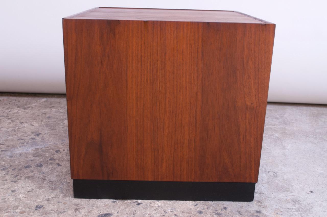 American Midcentury Walnut Plinth Based Side Table Attributed to Milo Baughman