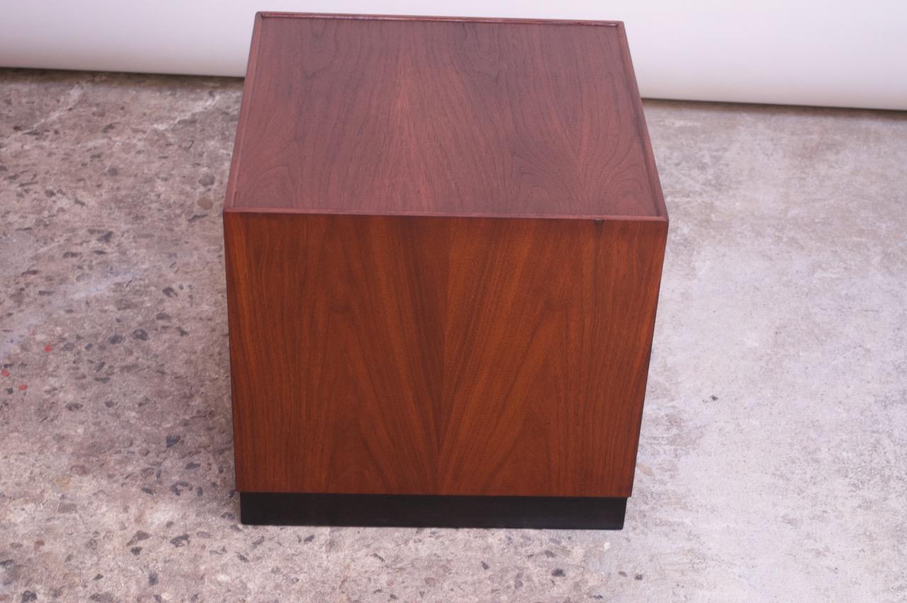 Mid-20th Century Midcentury Walnut Plinth Based Side Table Attributed to Milo Baughman
