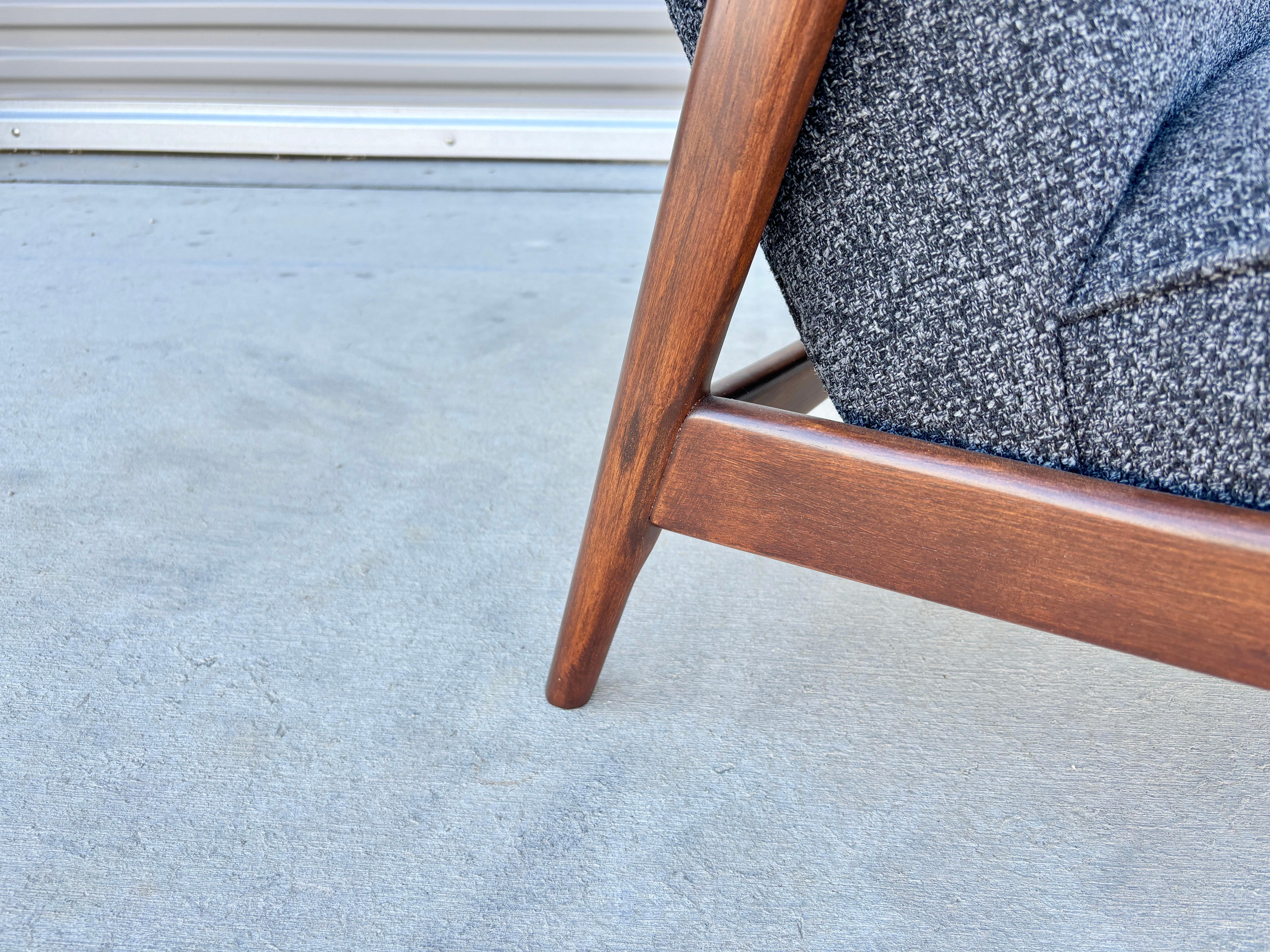 Mid Century Walnut Recliner Lounge Chair & Ottoman by Alf Svensson for Dux For Sale 4