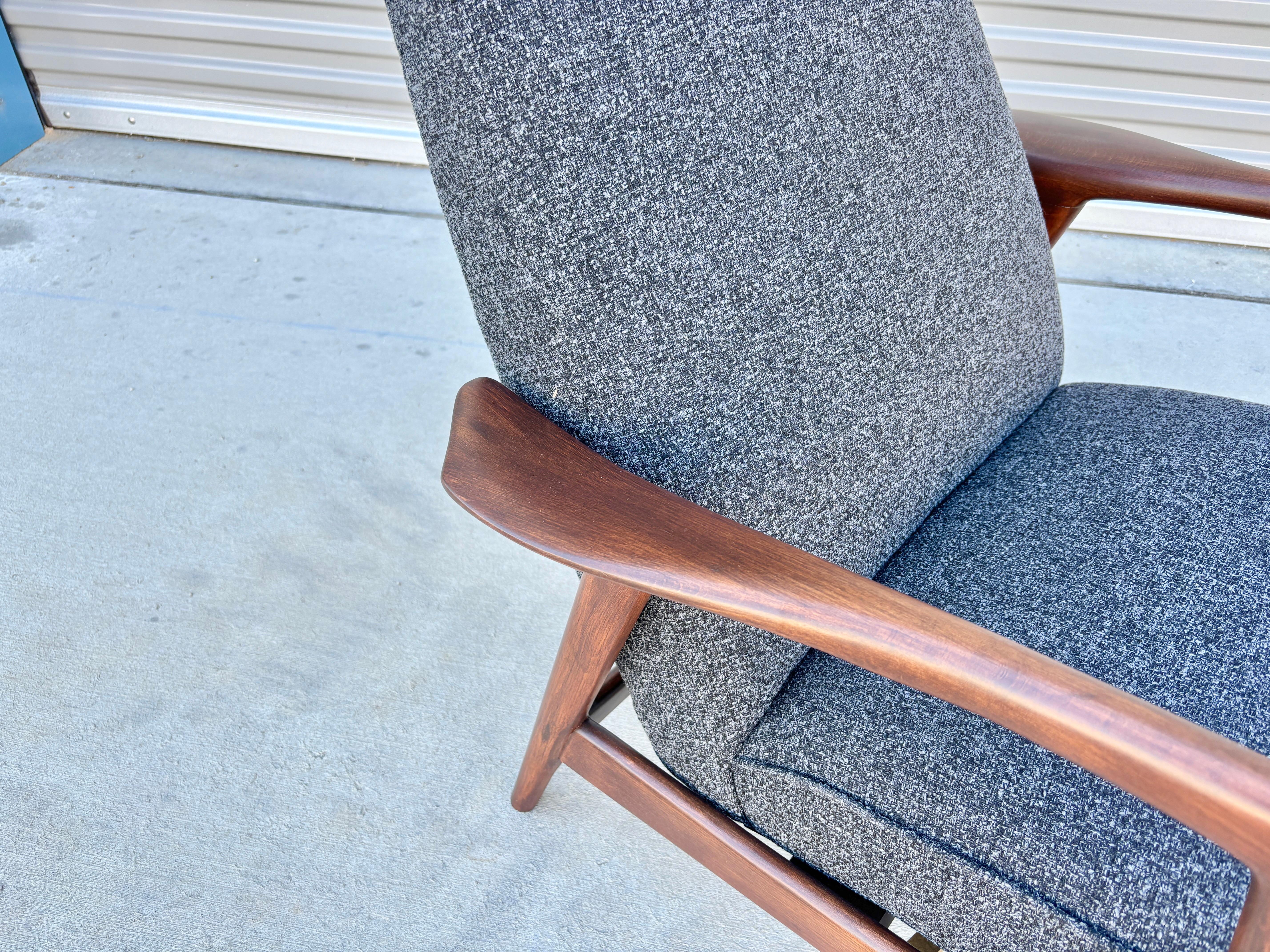 Mid Century Walnut Recliner Lounge Chair & Ottoman by Alf Svensson for Dux For Sale 5