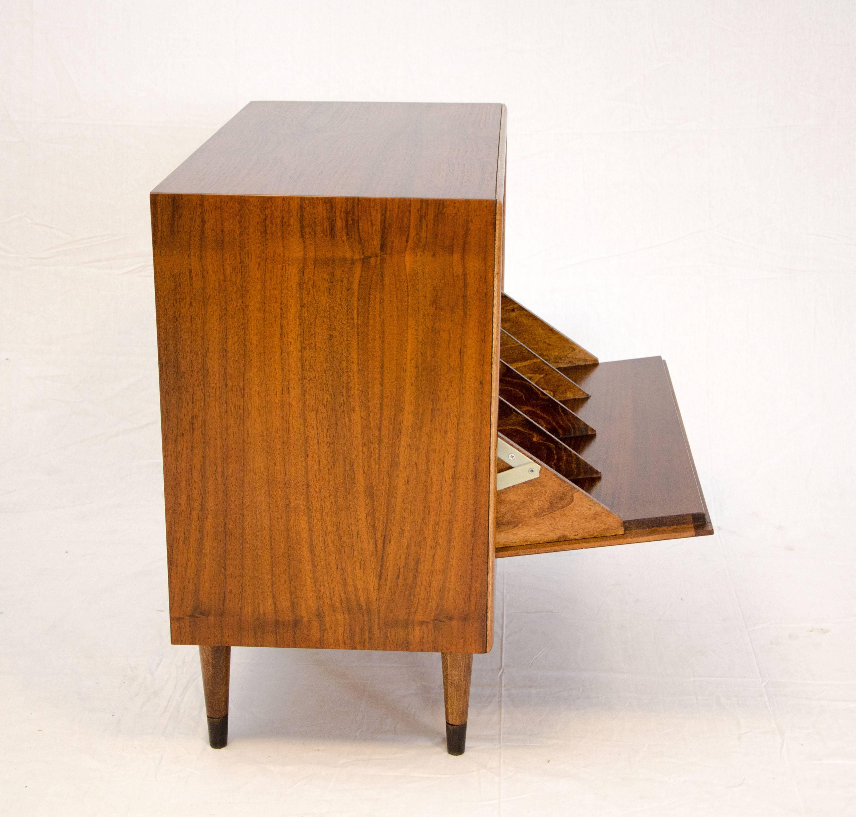 Mid-Century Modern Midcentury Walnut Record Cabinet by Lane of Altavista, VA