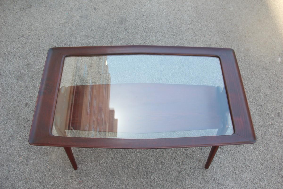 Verre Table rectangulaire du milieu du siècle Coffe Italian Design 1950 avec plateau en verre en vente
