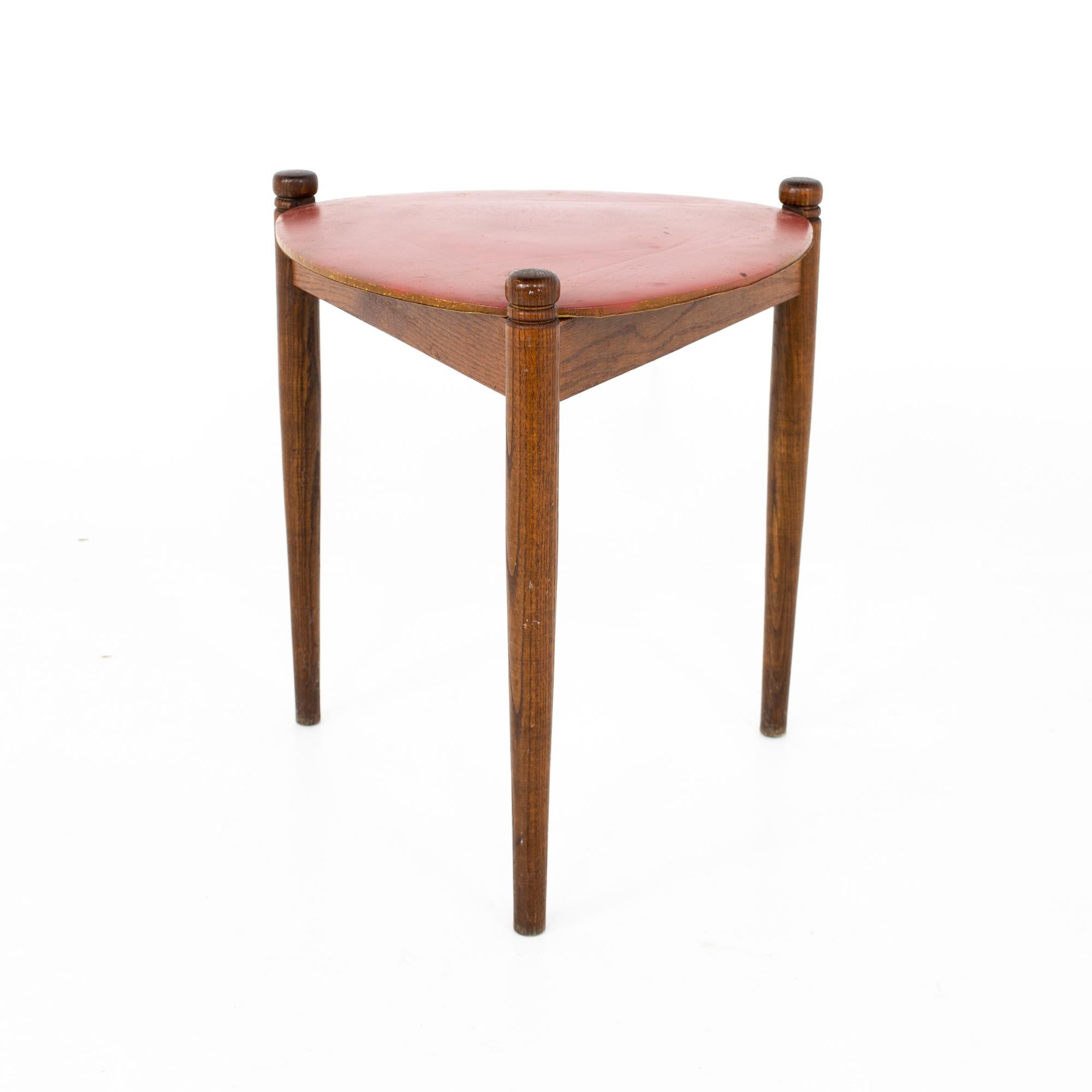 Mid Century Walnut Reversible Top Nesting Stool Side End Tables 3