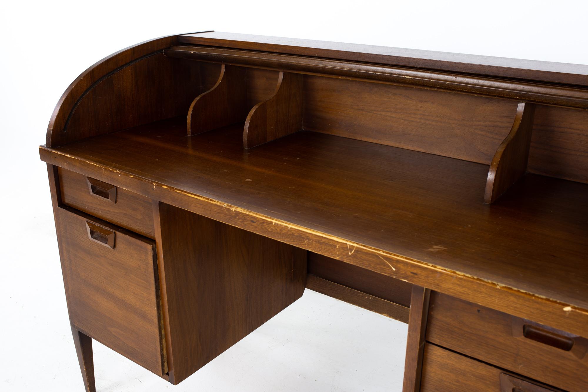 Mid Century Walnut Roll Top Desk 4