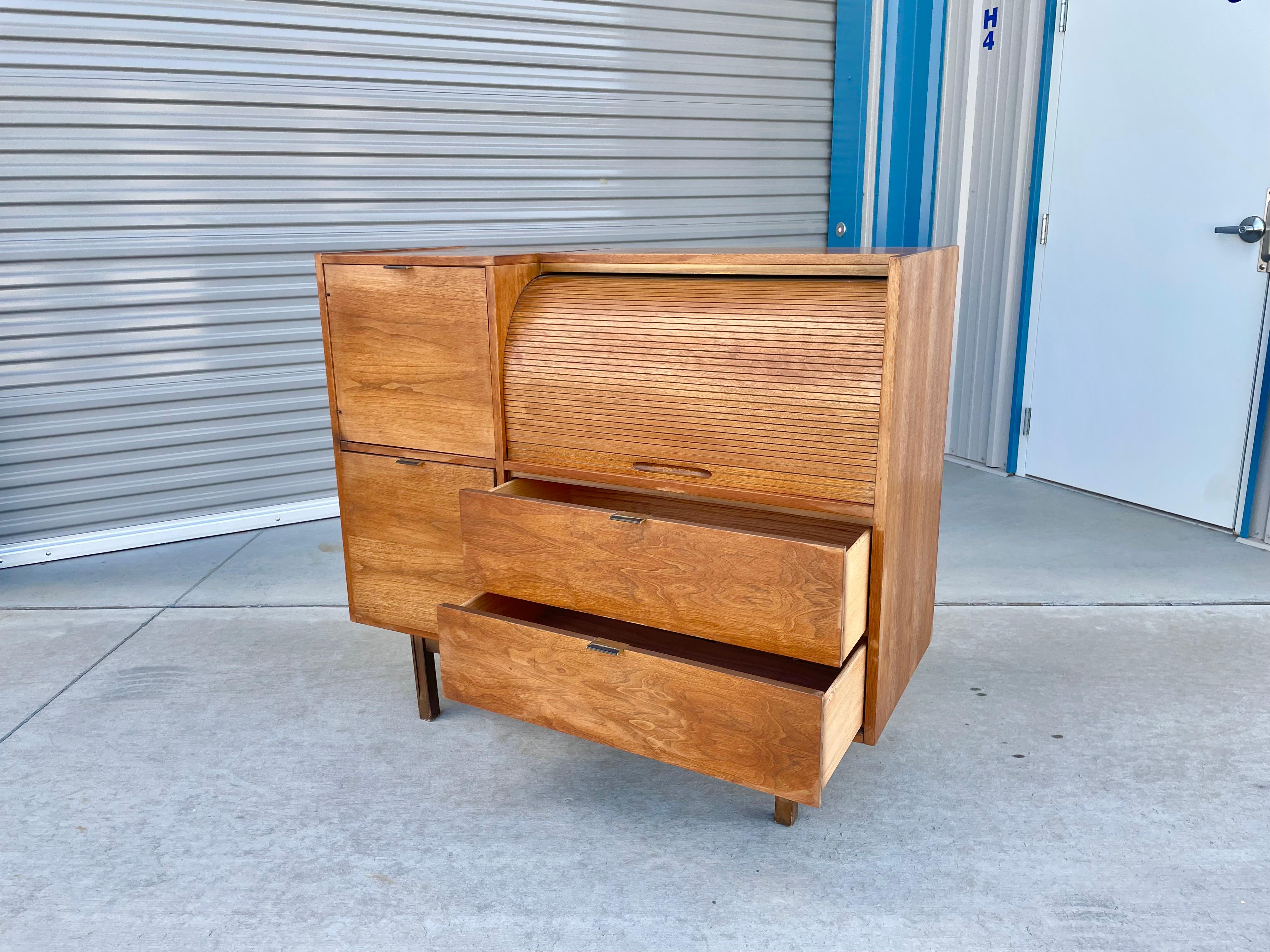 Mid Century Walnut Roll-Top Secretary Desk by Hooker 4