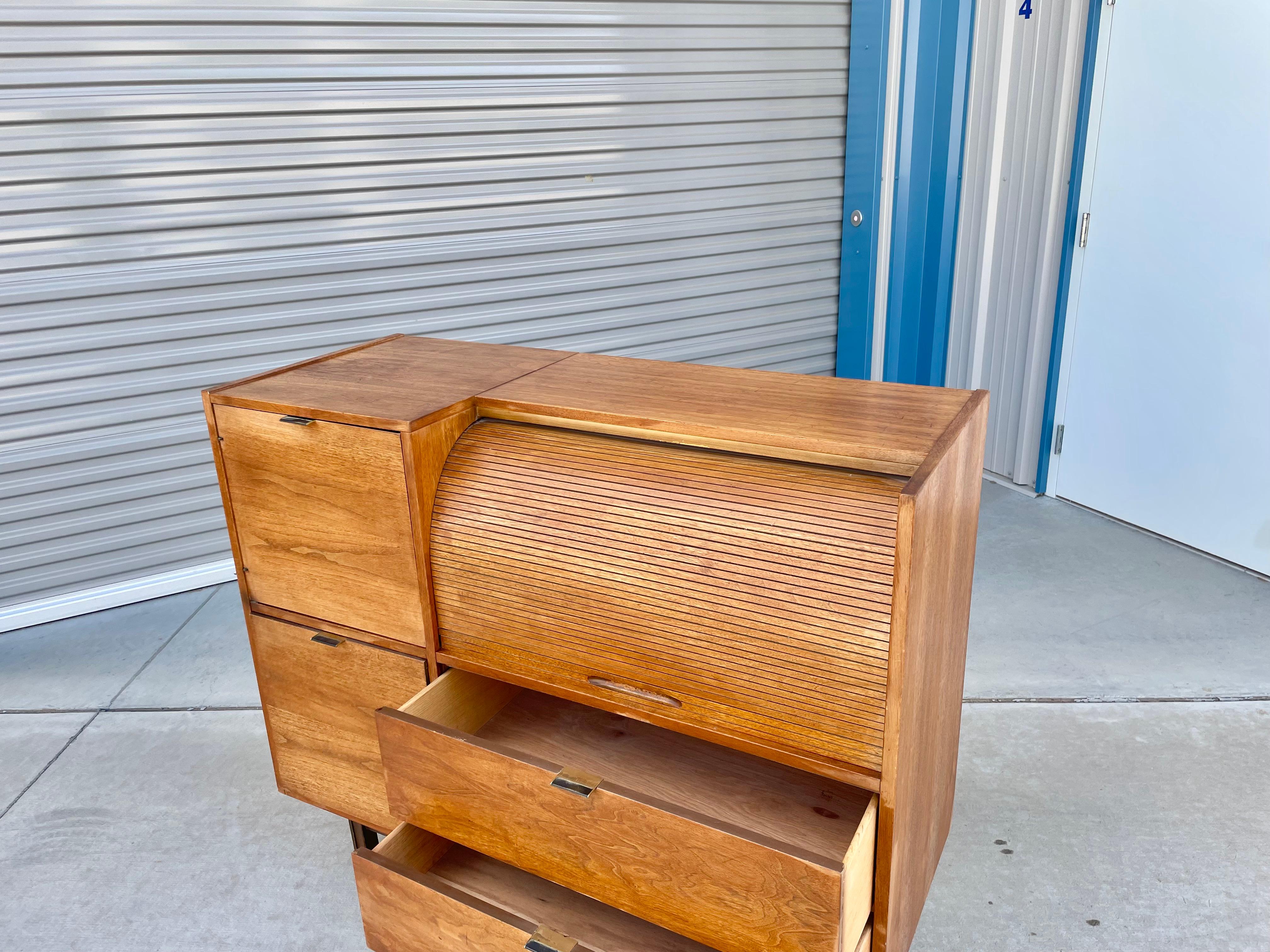 Mid Century Walnut Roll-Top Secretary Desk by Hooker 5