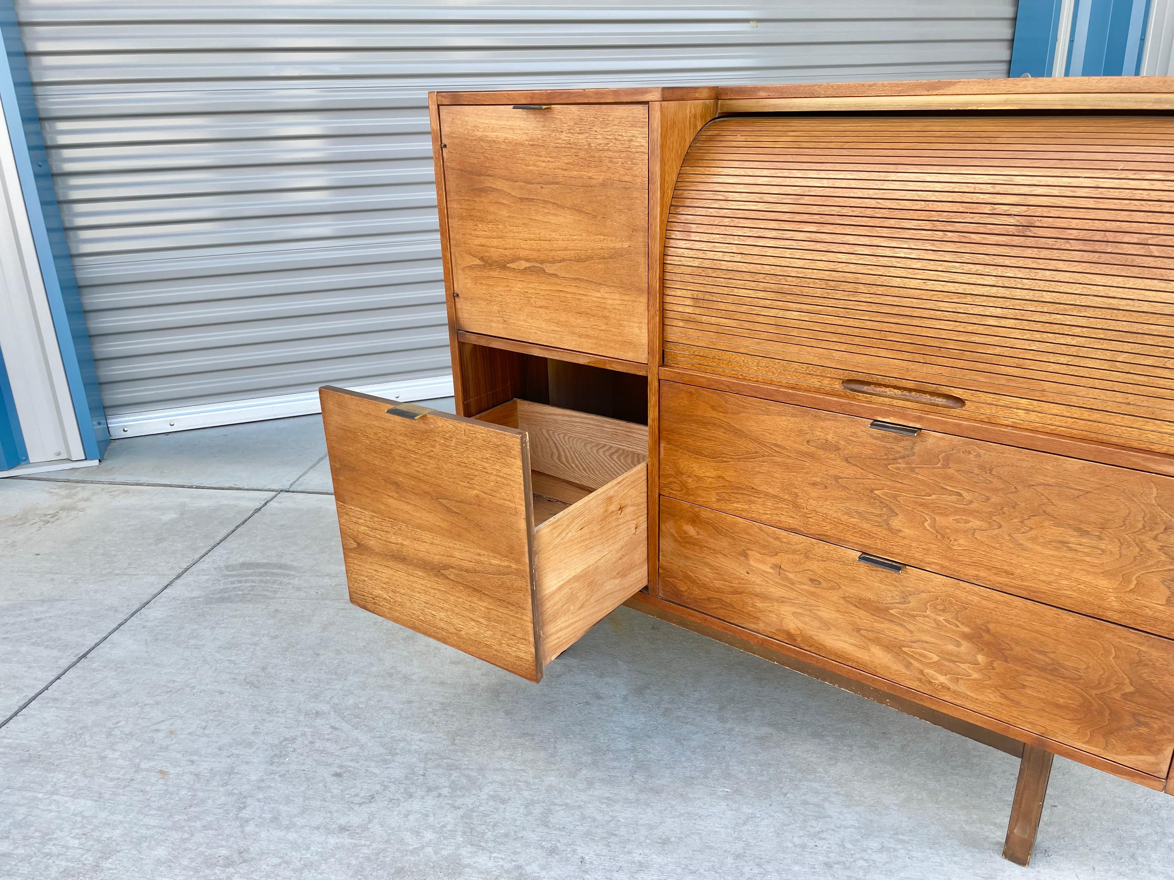 Mid Century Walnut Roll-Top Secretary Desk by Hooker 6