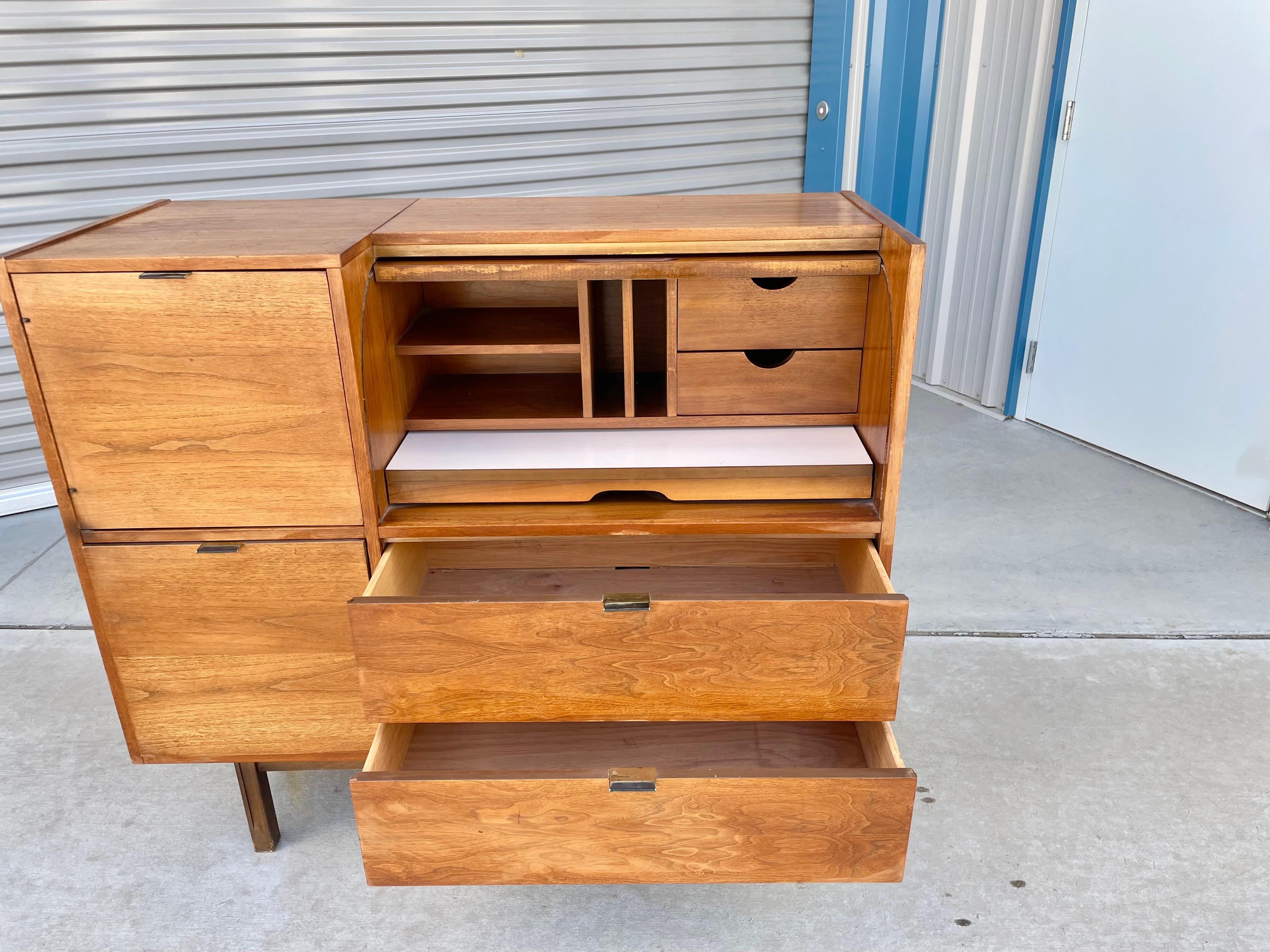 Mid Century Walnut Roll-Top Secretary Desk by Hooker 1