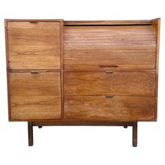 Mid Century Walnut Roll-Top Secretary Desk by Hooker