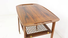 Midcentury Walnut Rolling Bar Cart or Table by Poul Jensen for Selig