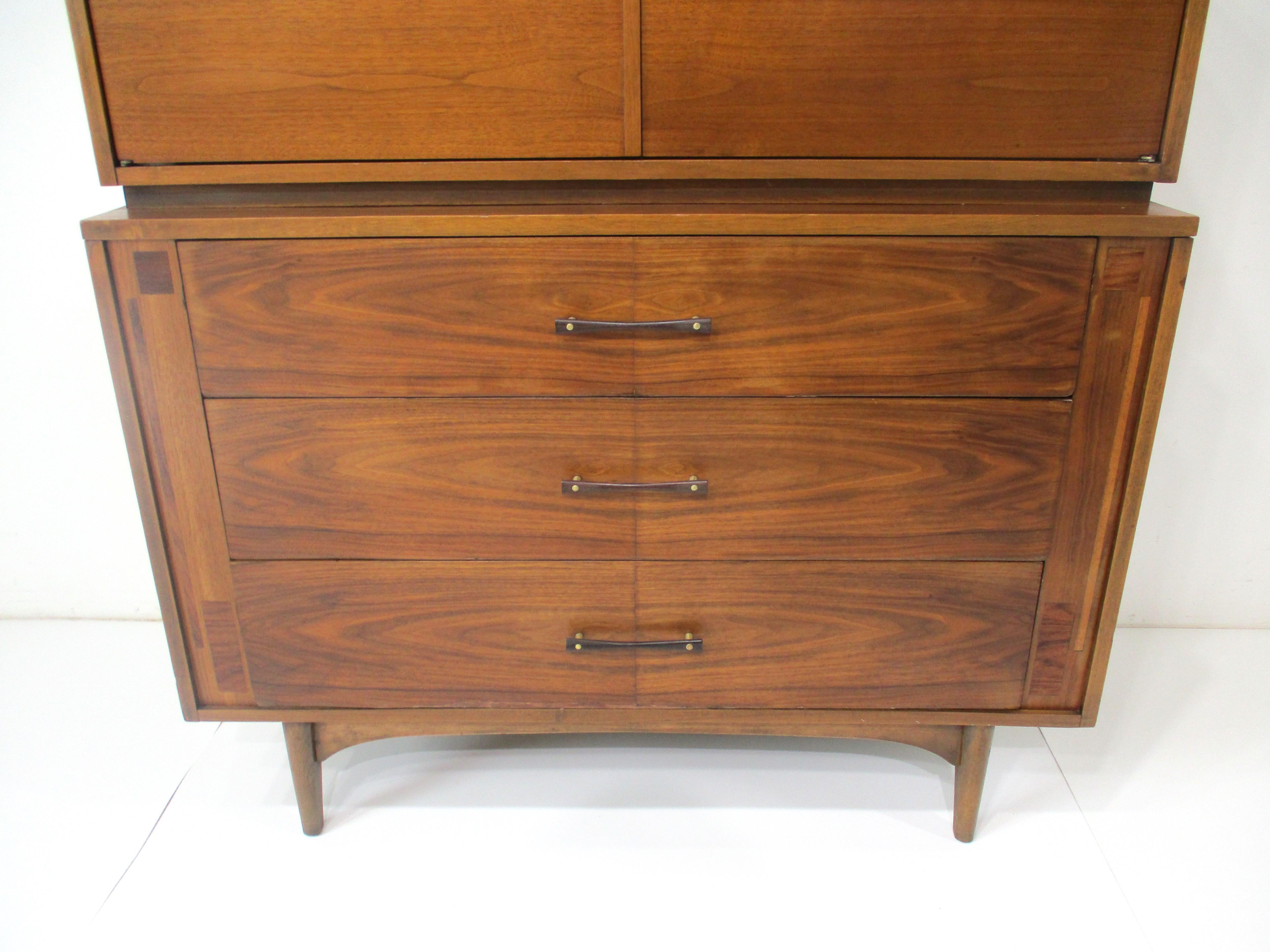 Mid-Century Modern Mid Century Walnut / Rosewood Tall Dresser Chest by Kroehler   For Sale