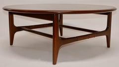 Midcentury Walnut Round Coffee or Cocktail Table by Lane, Altavista