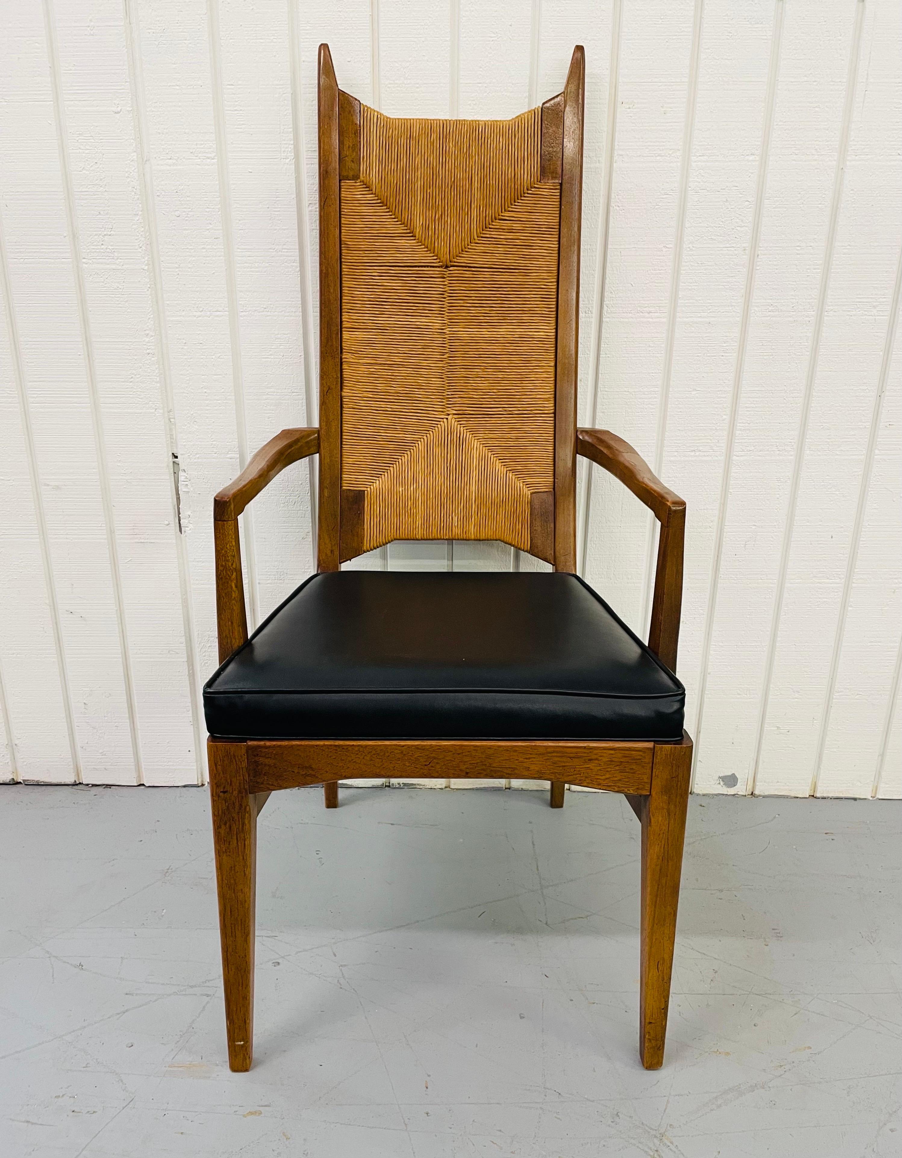 Mid-Century Modern Mid-Century Walnut Rush Back Dining Chairs