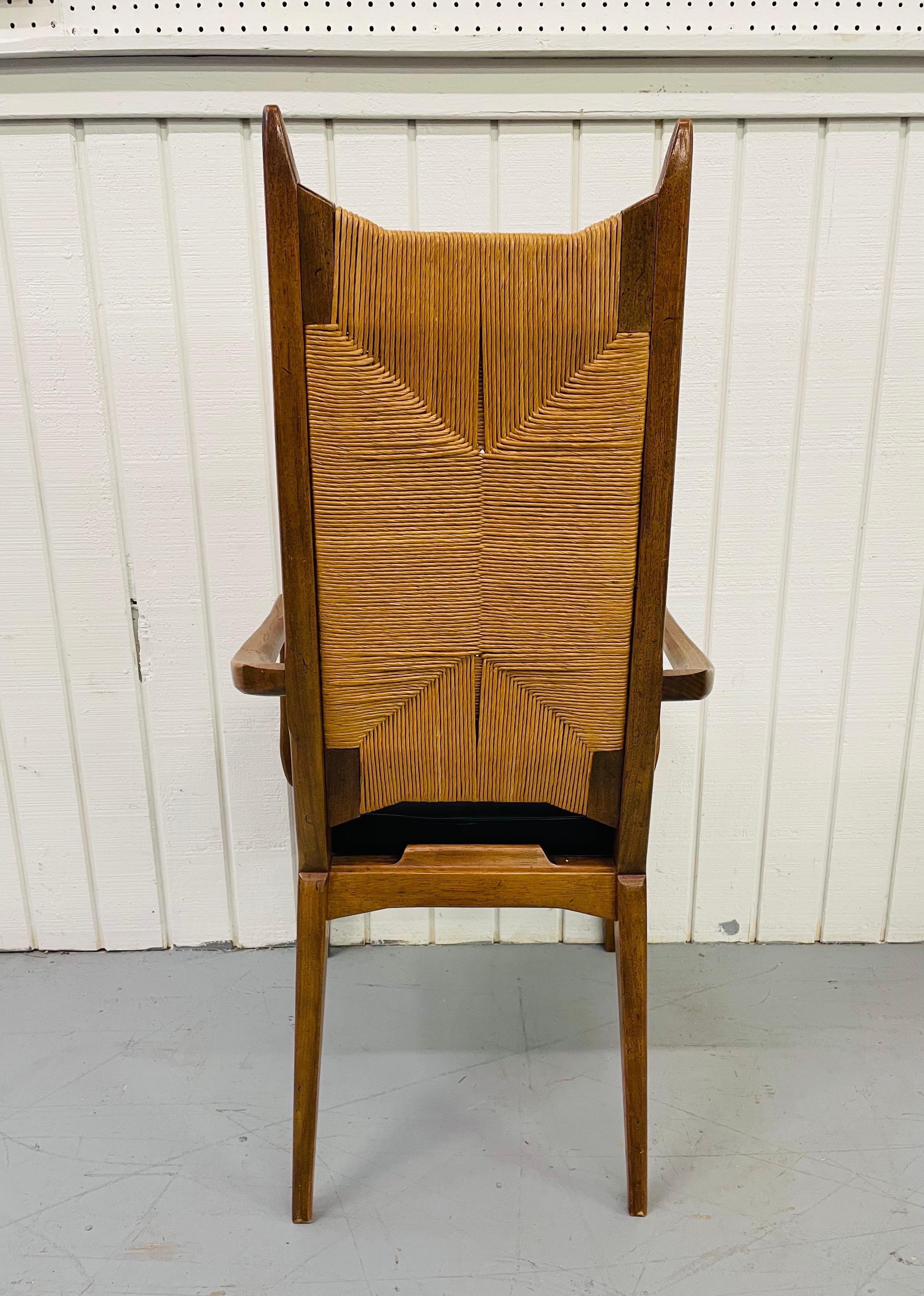 Mid-20th Century Mid-Century Walnut Rush Back Dining Chairs