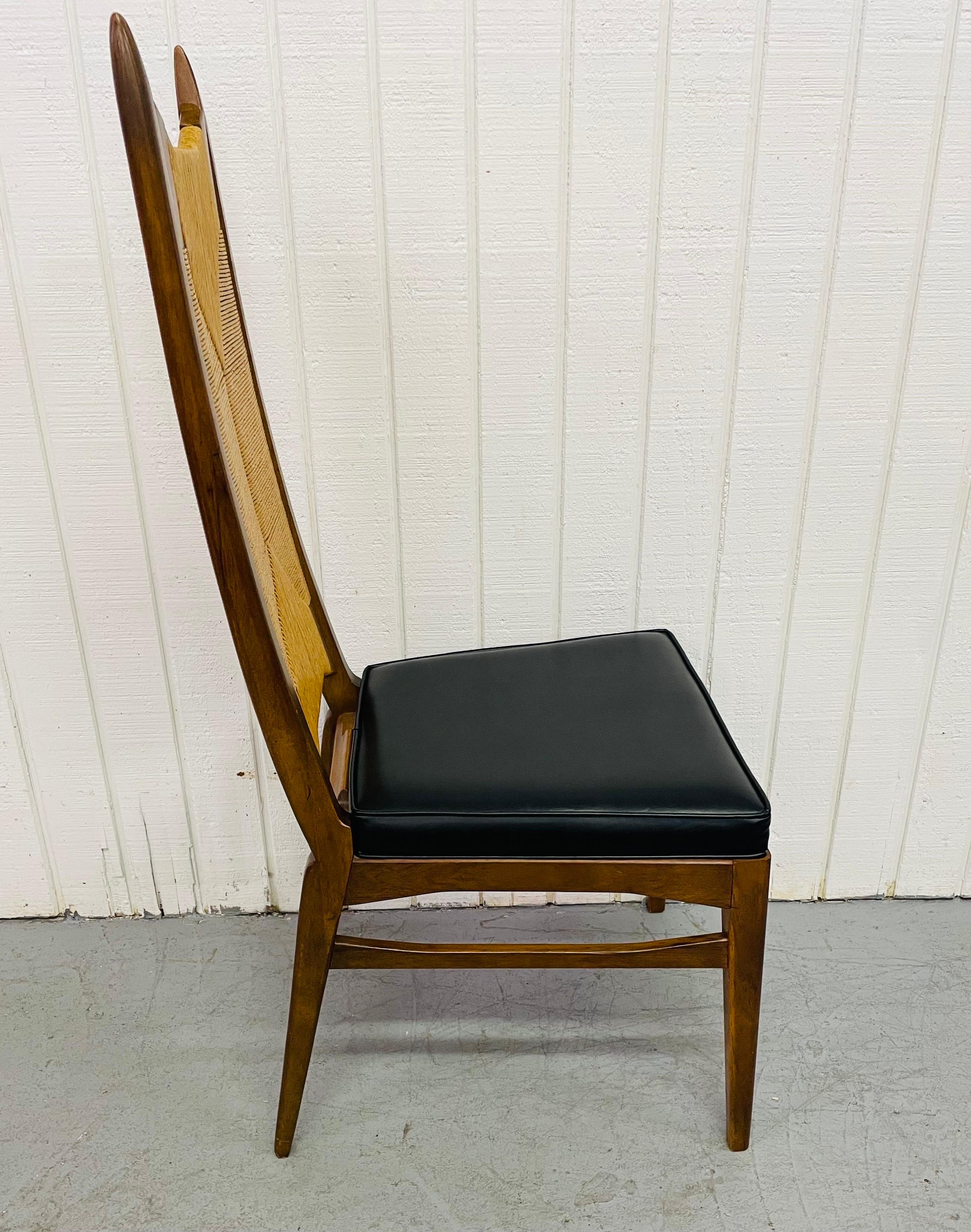 Mid-Century Walnut Rush Back Dining Chairs 1