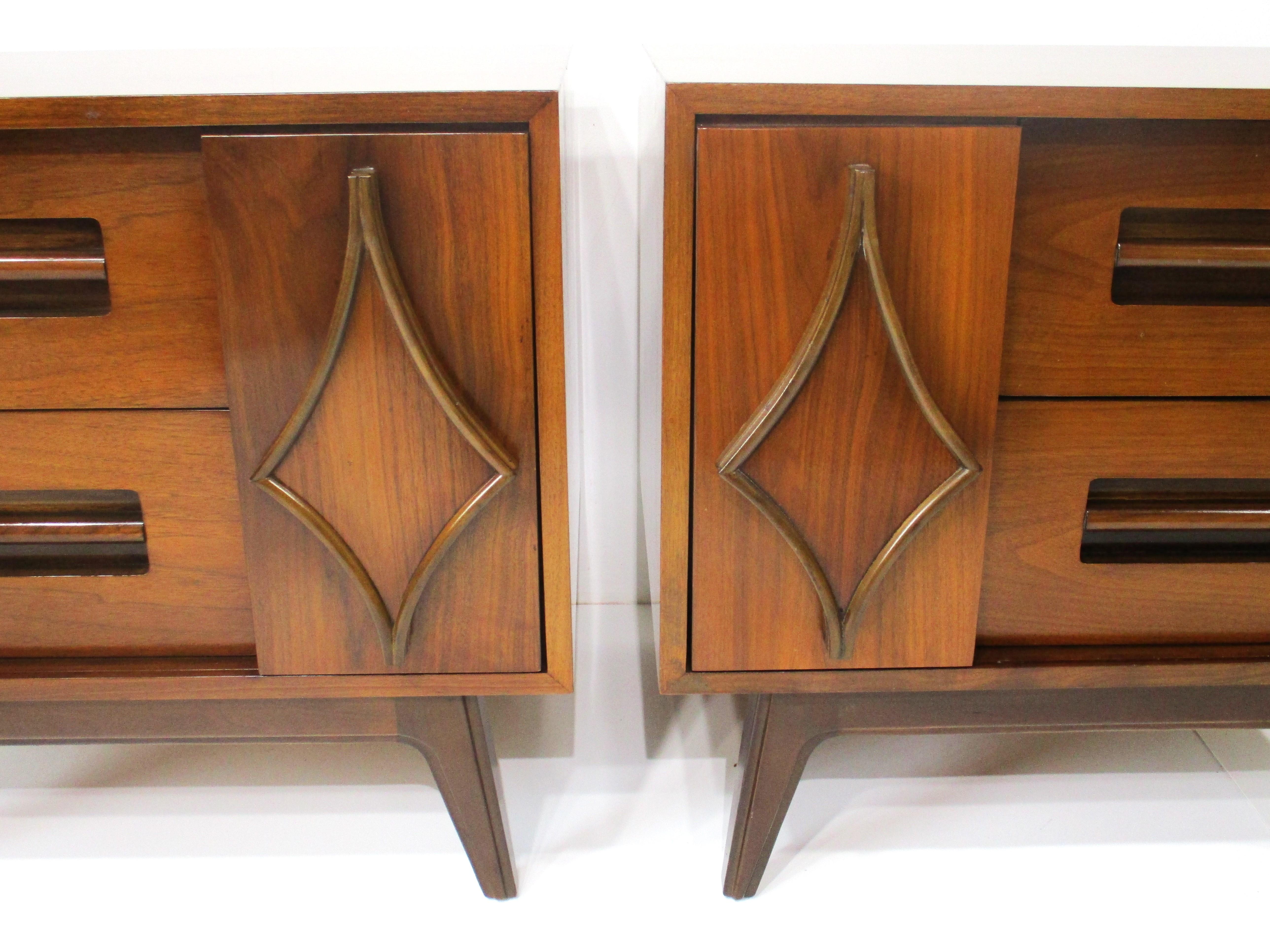 Mid Century Walnut Sculptural Nightstands in the style of G Plan For Sale 4