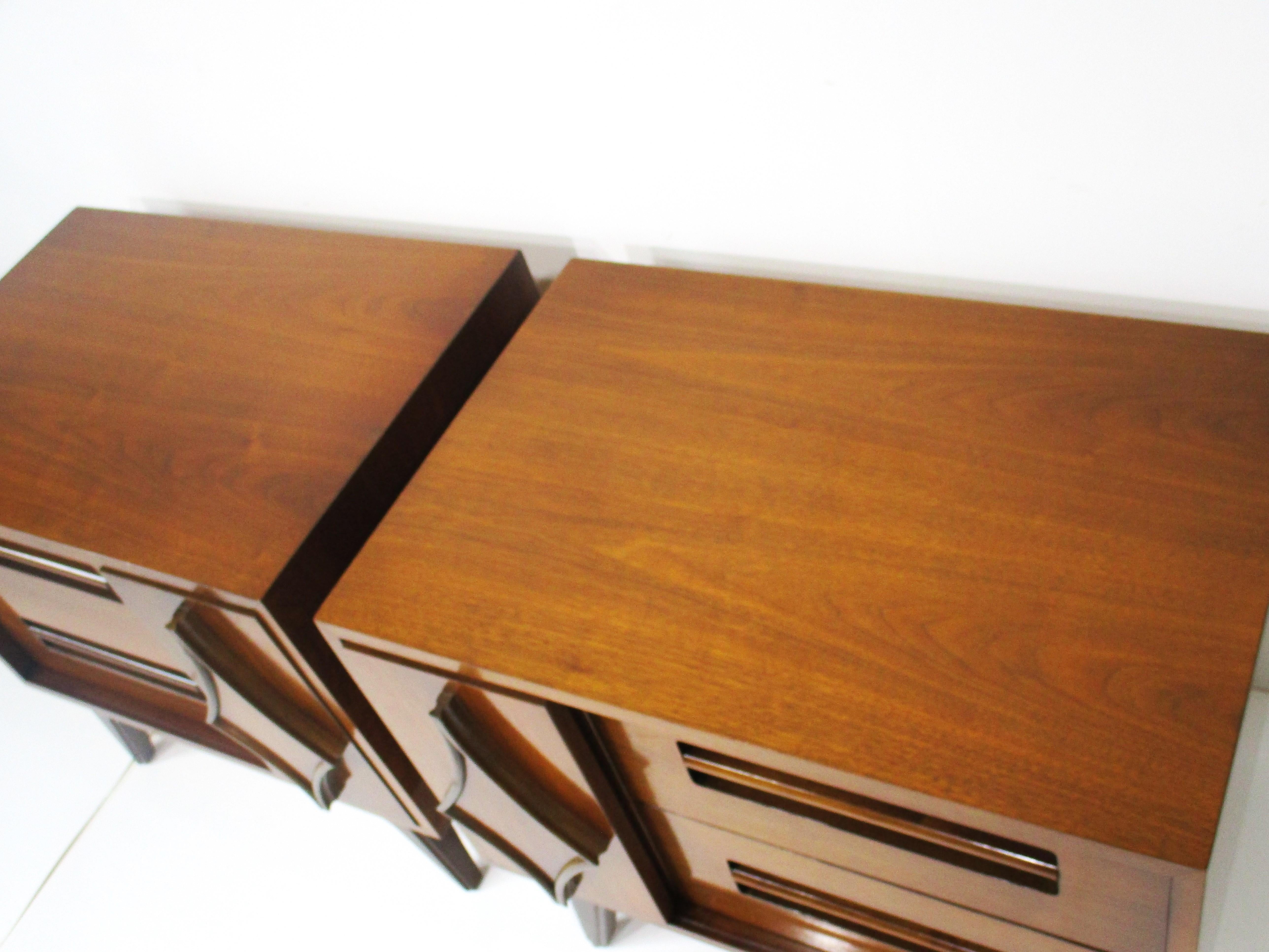 Mid Century Walnut Sculptural Nightstands in the style of G Plan For Sale 6