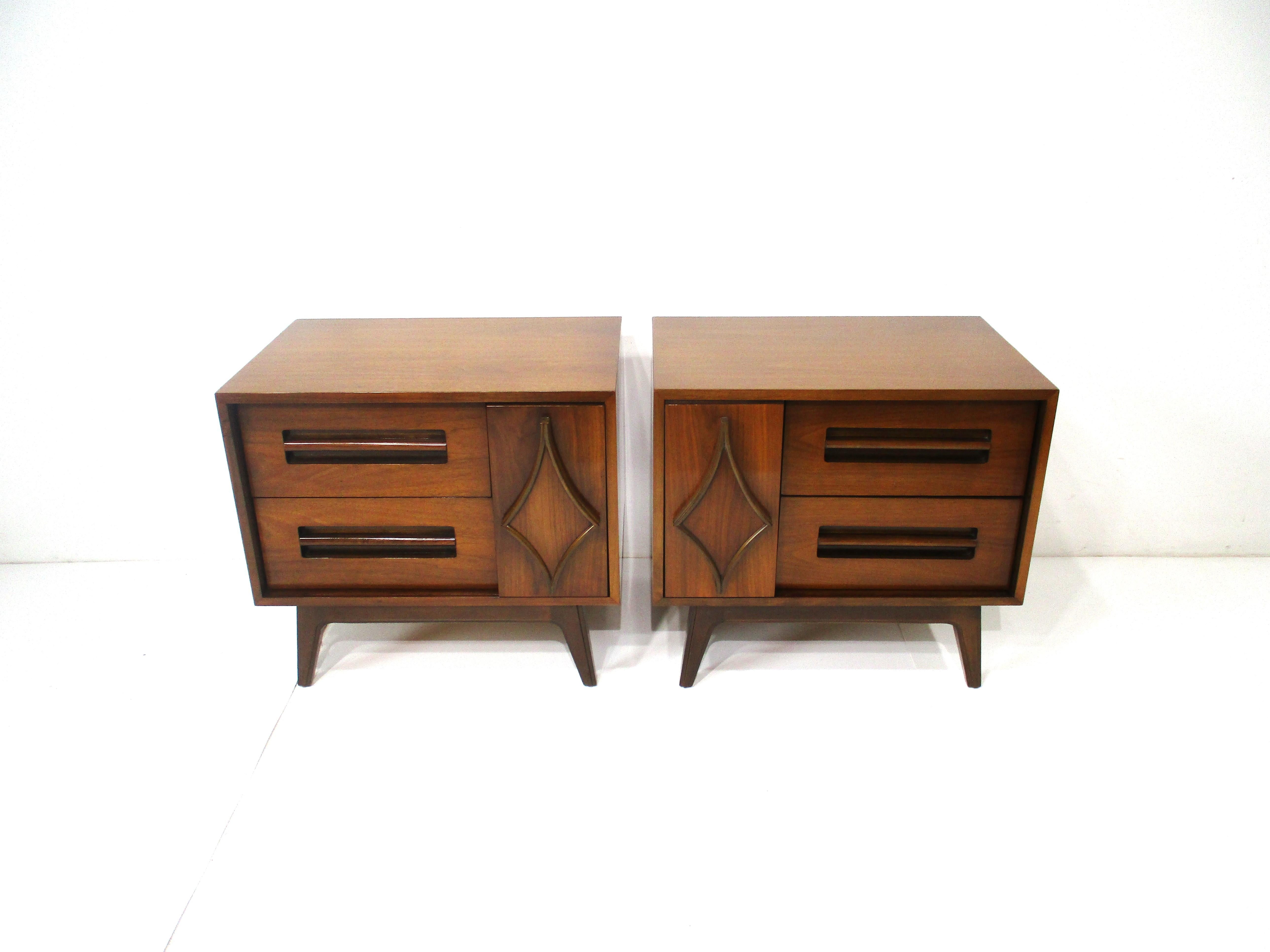 Mid Century Walnut Sculptural Nightstands in the style of G Plan For Sale 7
