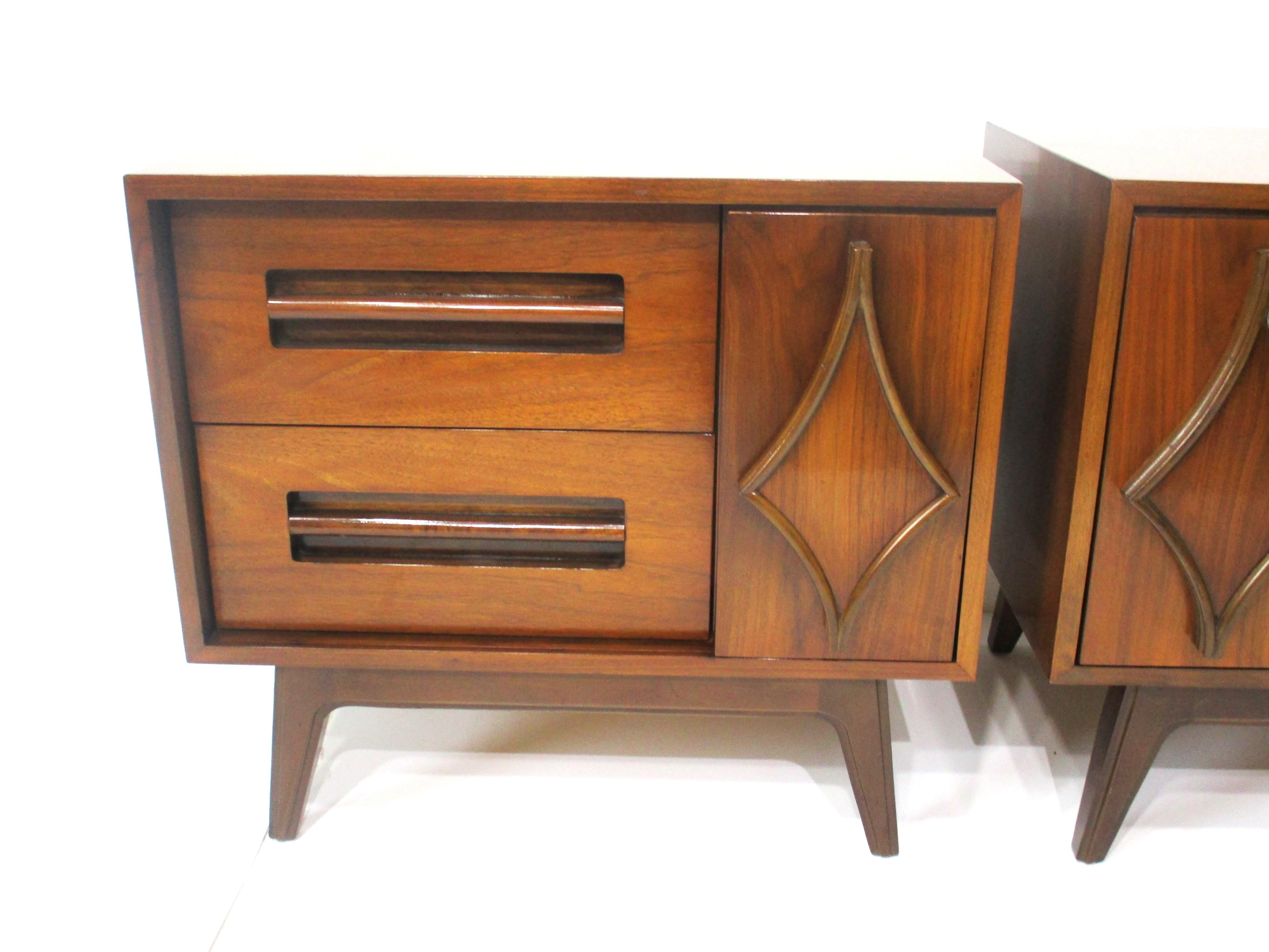 Mid-Century Modern Mid Century Walnut Sculptural Nightstands in the style of G Plan For Sale