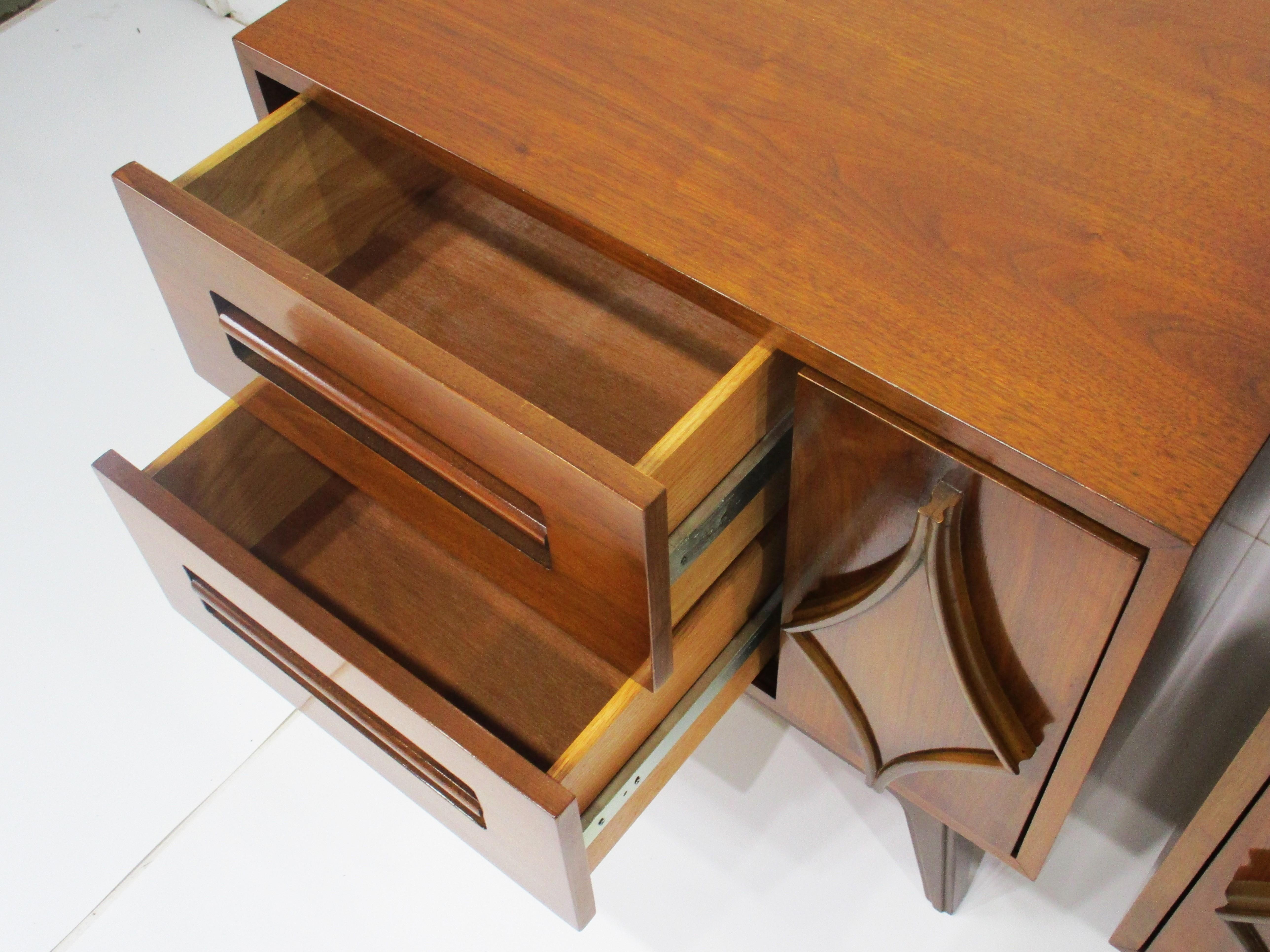 20th Century Mid Century Walnut Sculptural Nightstands in the style of G Plan For Sale