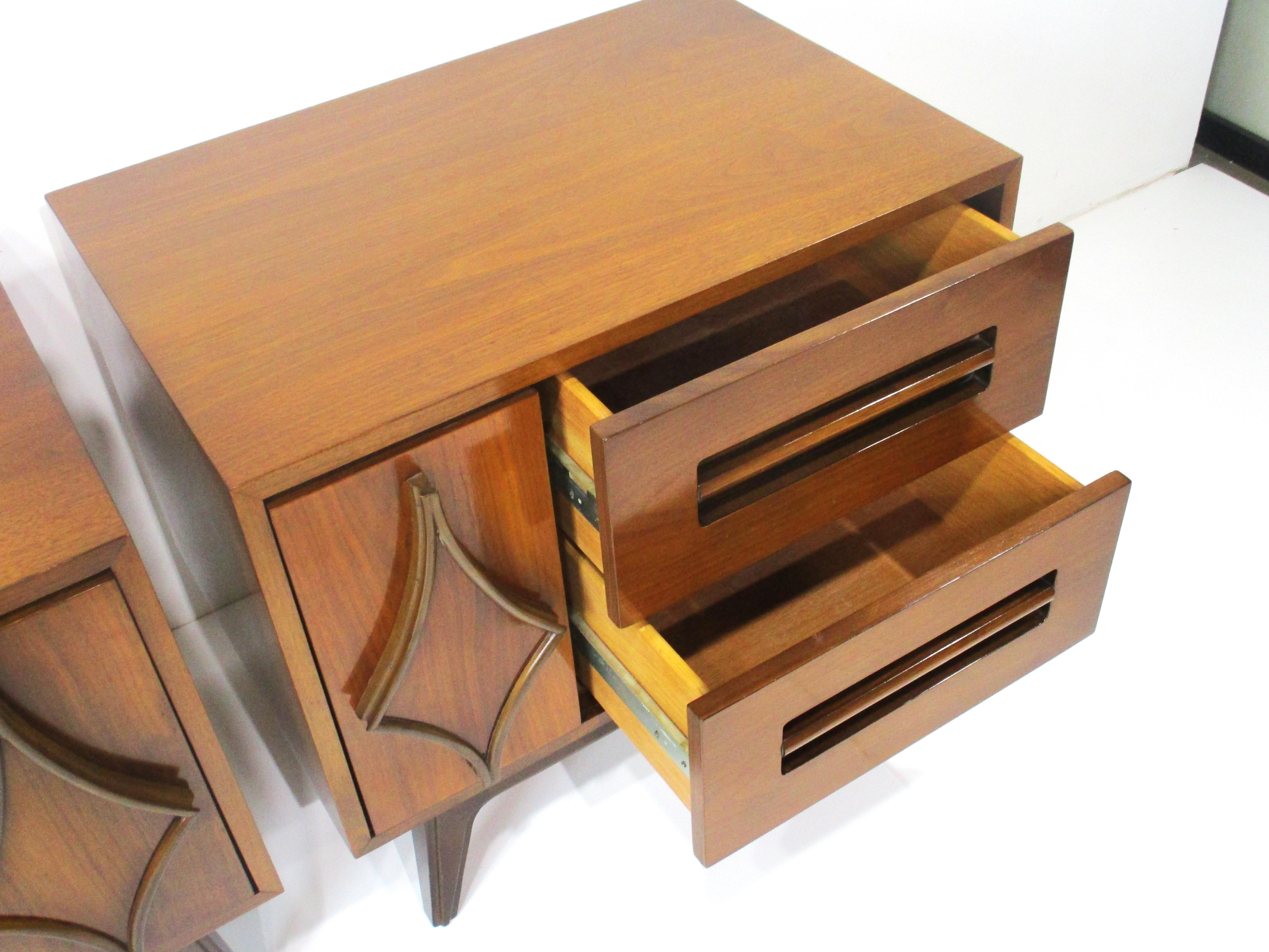 Mid Century Walnut Sculptural Nightstands in the style of G Plan For Sale 1