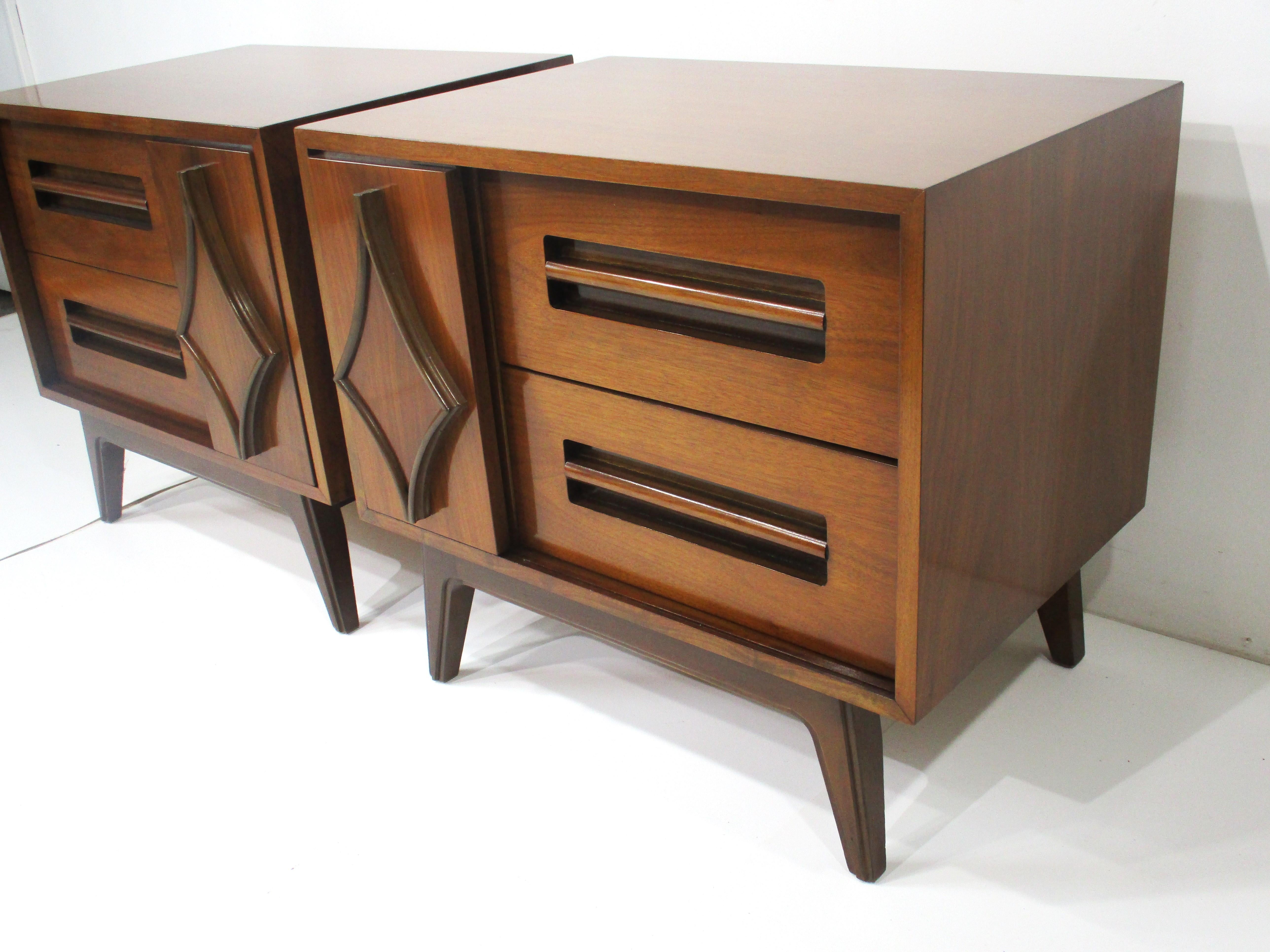Mid Century Walnut Sculptural Nightstands in the style of G Plan For Sale 3