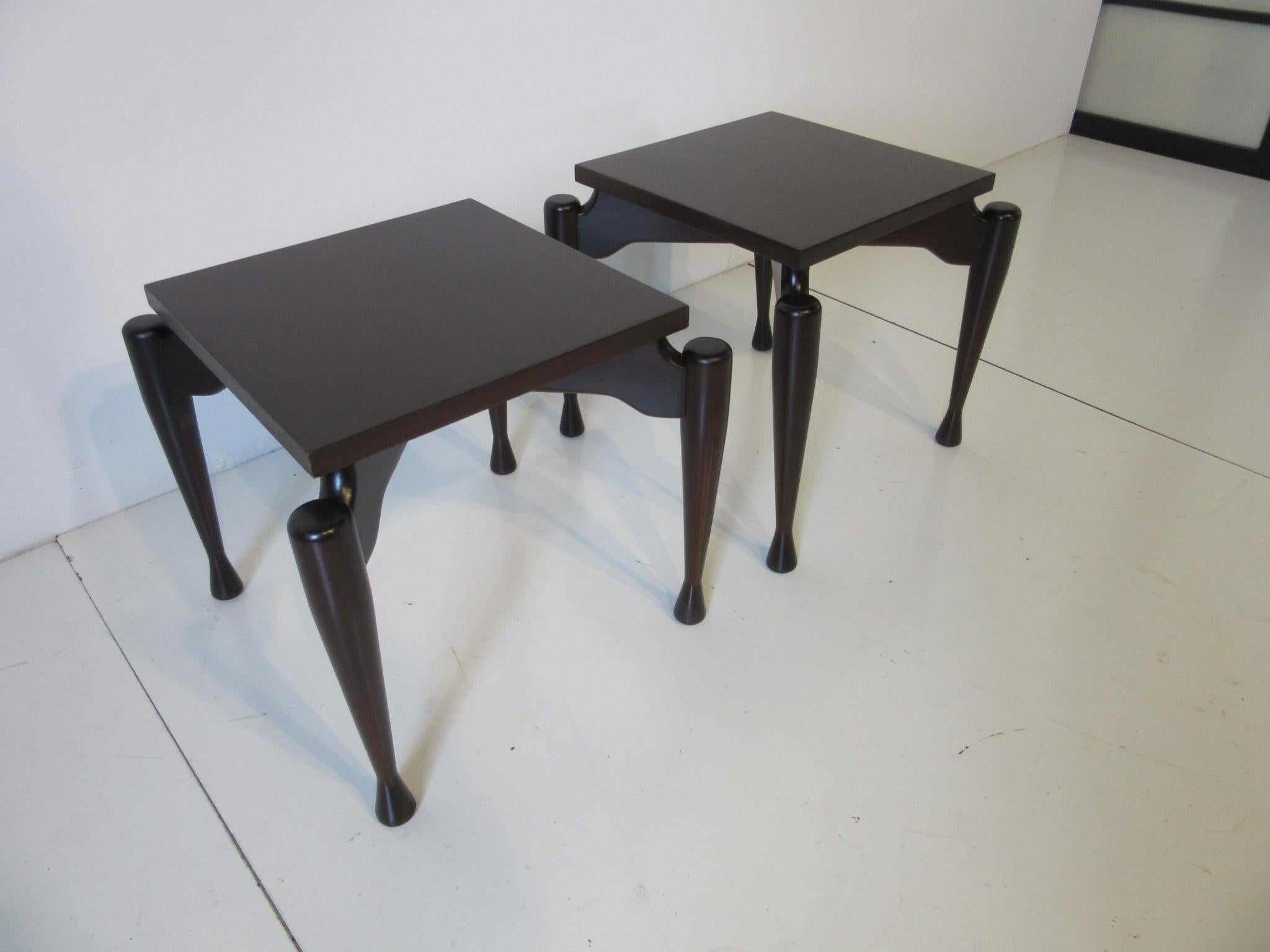 American Midcentury Walnut Sculptural Side or End Tables in the Danish Style