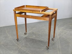 Mid Century Walnut Serving Cart, Czechoslovakia, 1970s