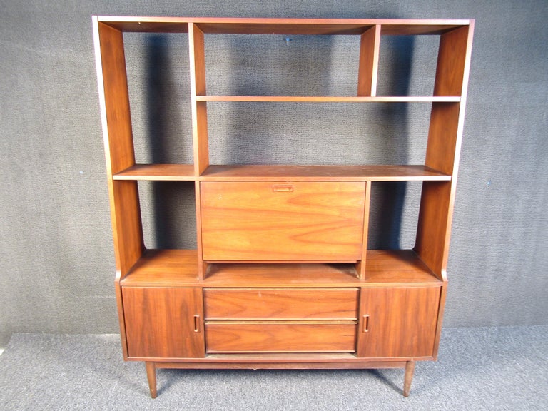 Midcentury Walnut Side Board or Wall Unit at 1stDibs