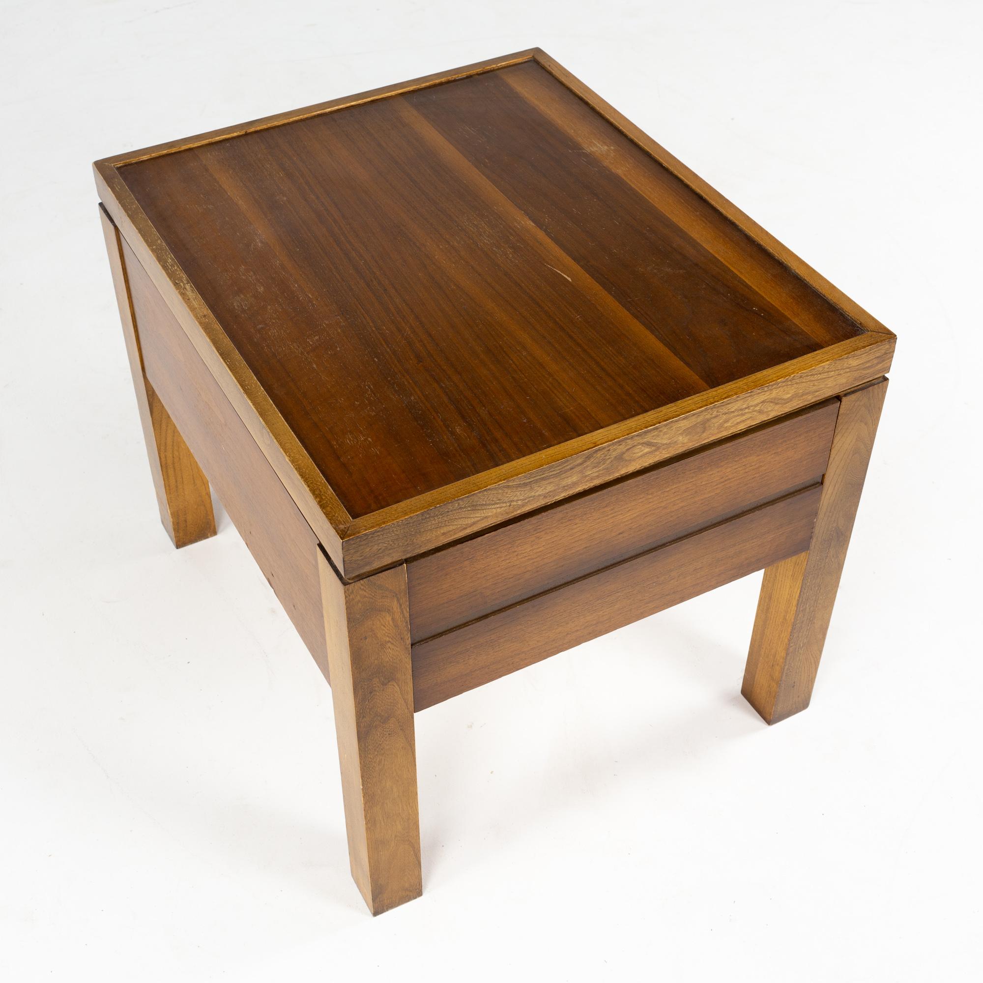 Mid Century Walnut Side End Table For Sale 1