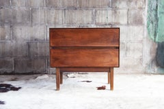 Mid-Century Walnut Side or End Table w/ Drawers, Nightstand by Stanley Furniture