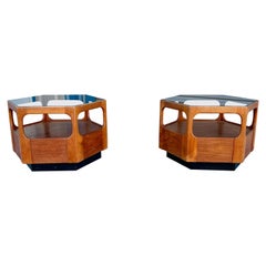 Mid Century Walnut Side Tables by John Keal for Brown Saltman, 1960s -a Pair