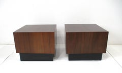 Mid Century Walnut Side Tables / Pedestals in the style of Milo Baughman