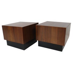 Mid Century Walnut Side Tables / Pedestals in the style of Milo Baughman 